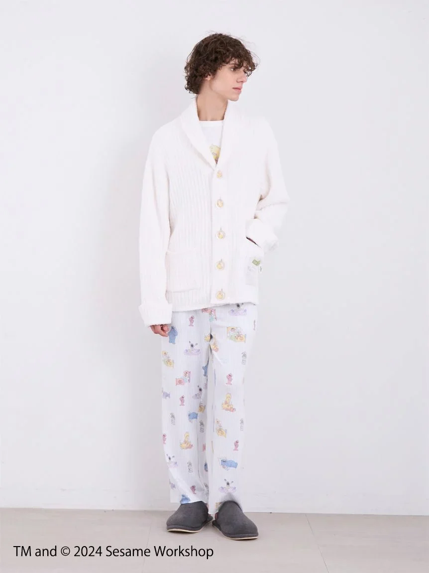 【SESAME STREET】【UNISEX】 Powder Motif Jacquard Shawl Cardigan