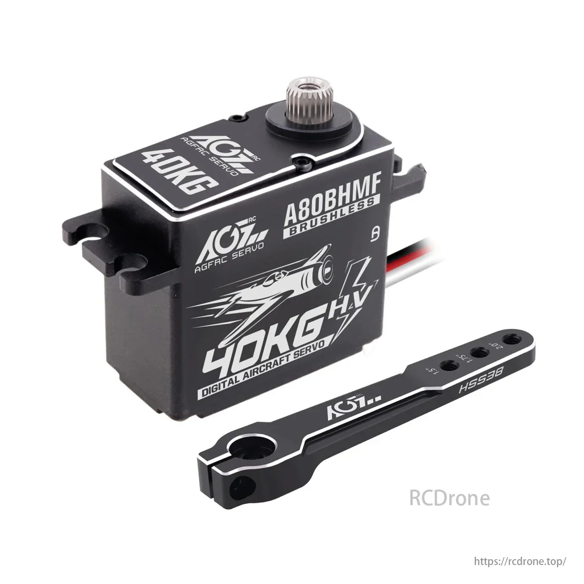 AGFRC A80BHMF -  40kg Aircraft Servo  Programmable Steel + Titanium Gear Digital Brushless Standard Servo For 30-200CC RC Airplane