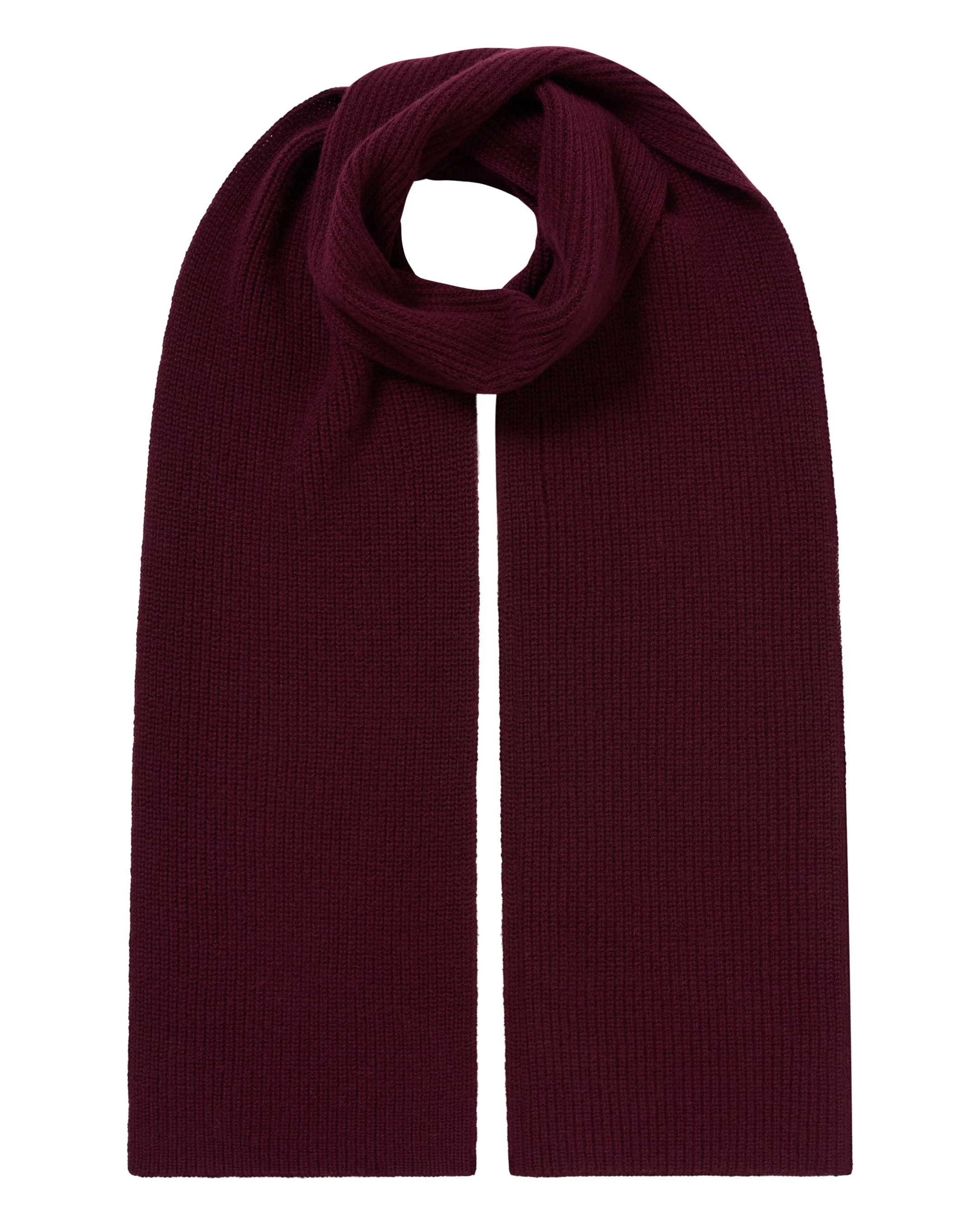 Unisex Ribbed Cashmere Scarf Bordeaux Red