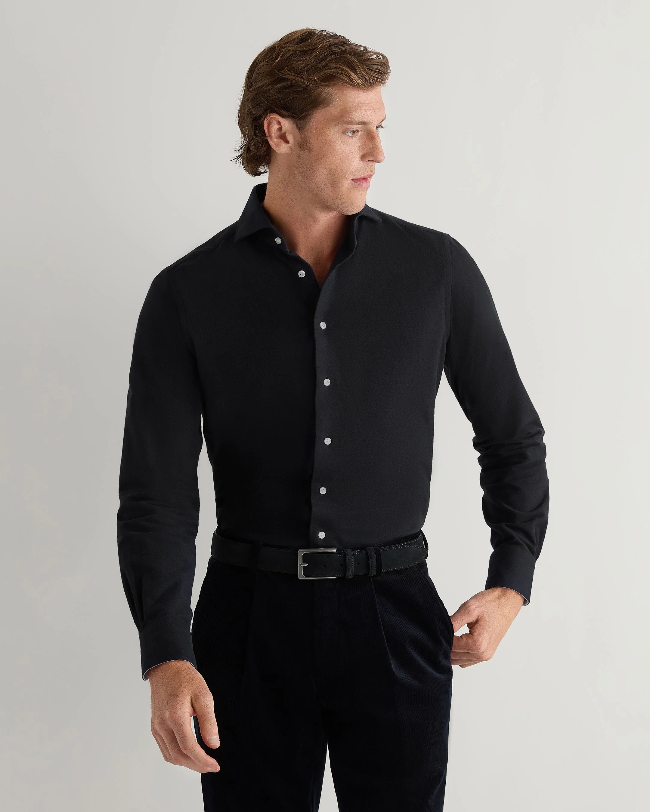 Men's Cannes Soft Cotton Flannel Shirt Black