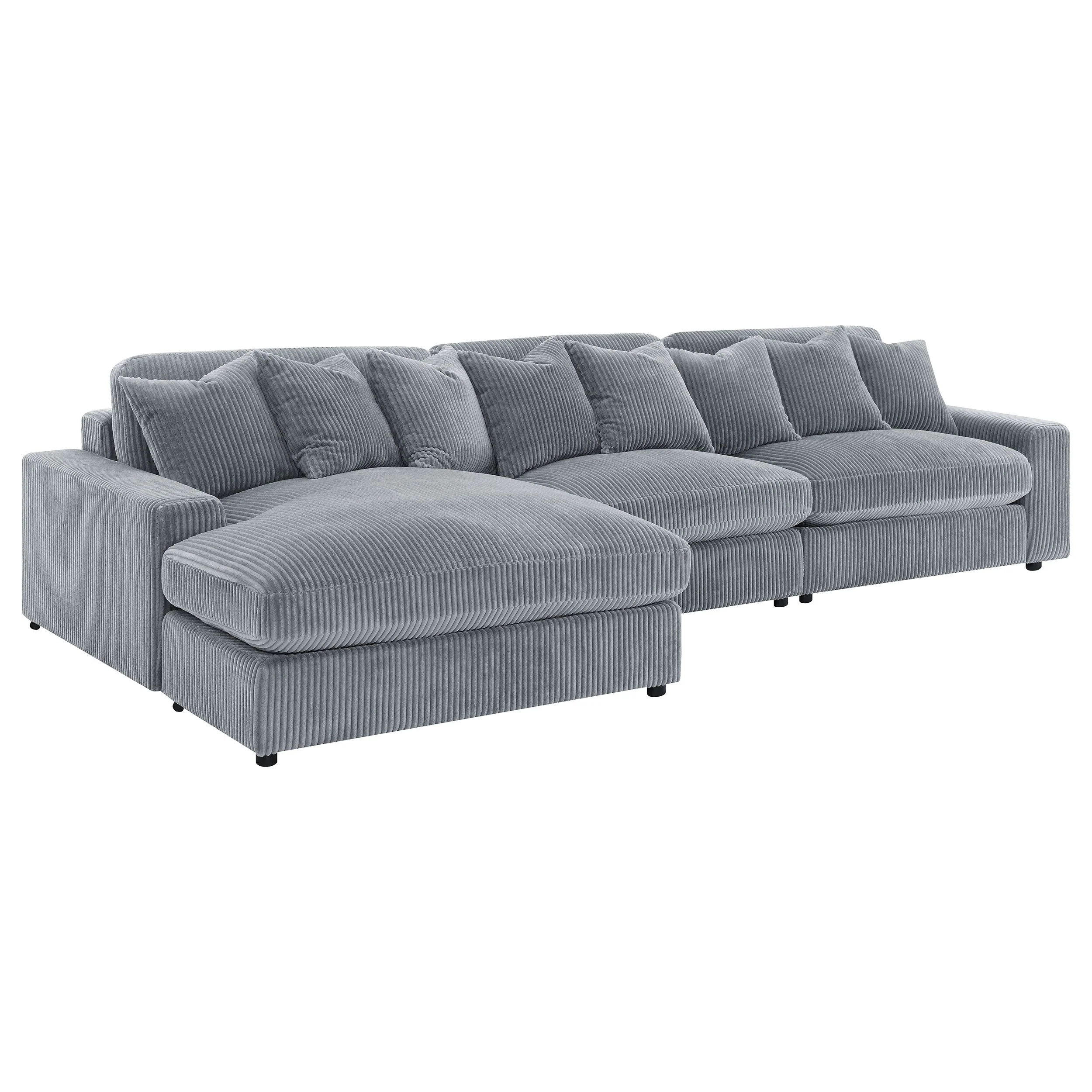 Blaine Upholstered Reversible Chaise Sectional Sofa Fog
