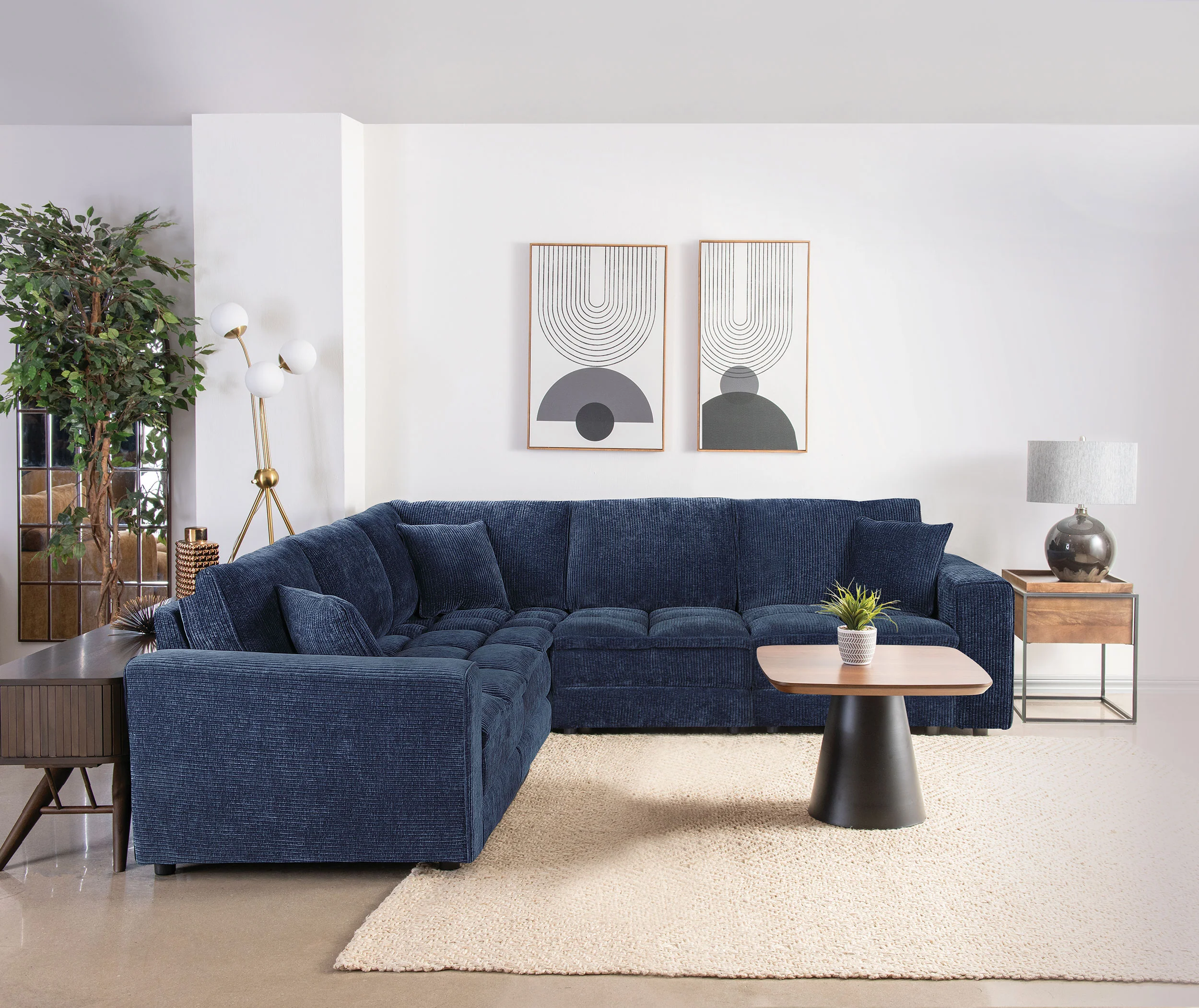 Atlantic 6-piece Upholstered Modular Sectional Sofa Blue