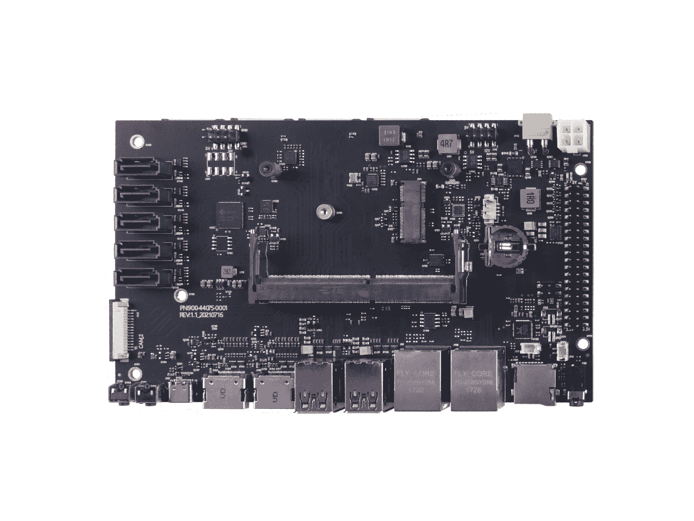 A205 Carrier Board for NVIDIA Jetson Nano/Xavier NX/TX2 NX, 2x GbE, 6x CSI, 5x SATA, 4x USB 3.0, Dual HDMI, 13–19V DC