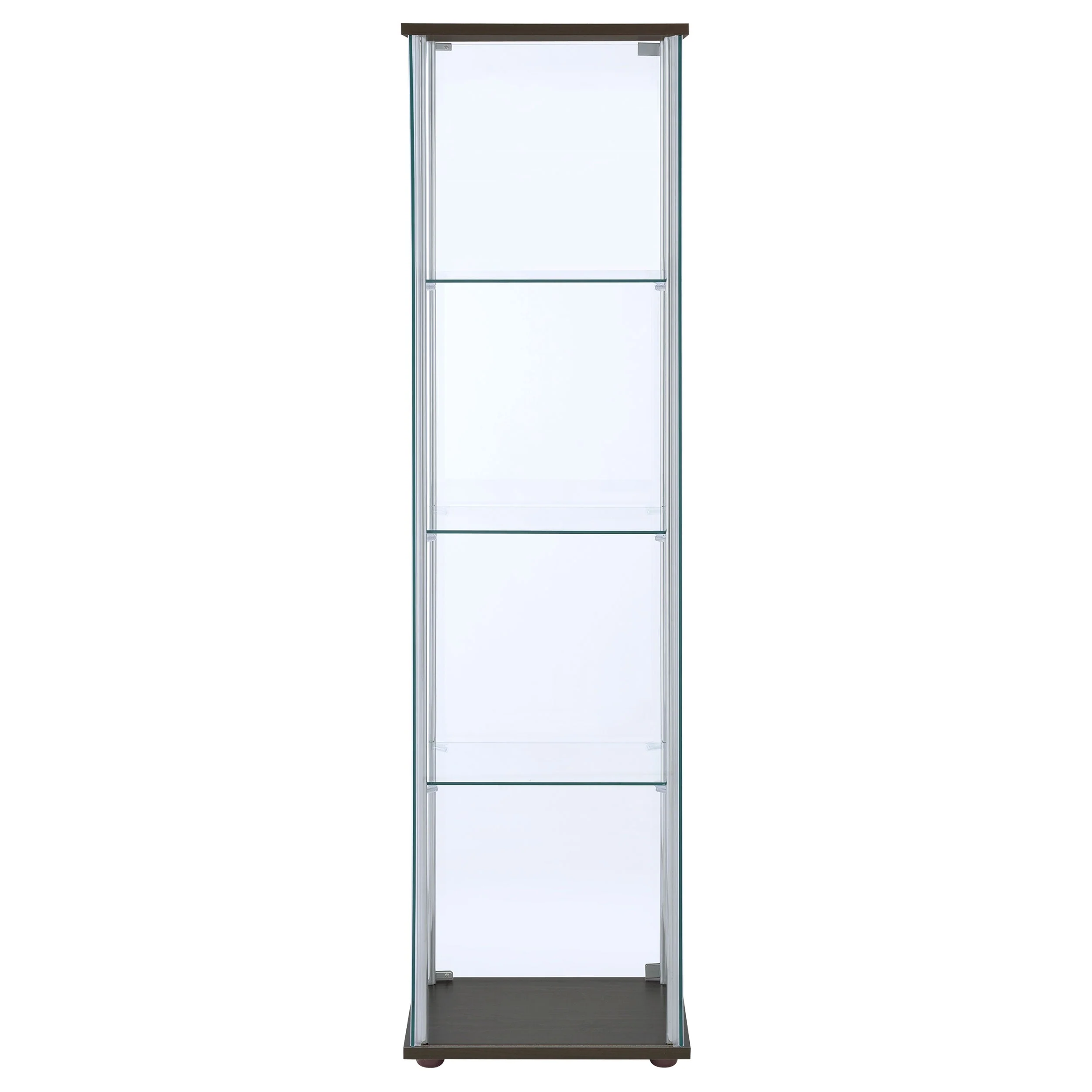 Bellatrix 4-shelf Clear Glass Curio Cabinet Cappuccino