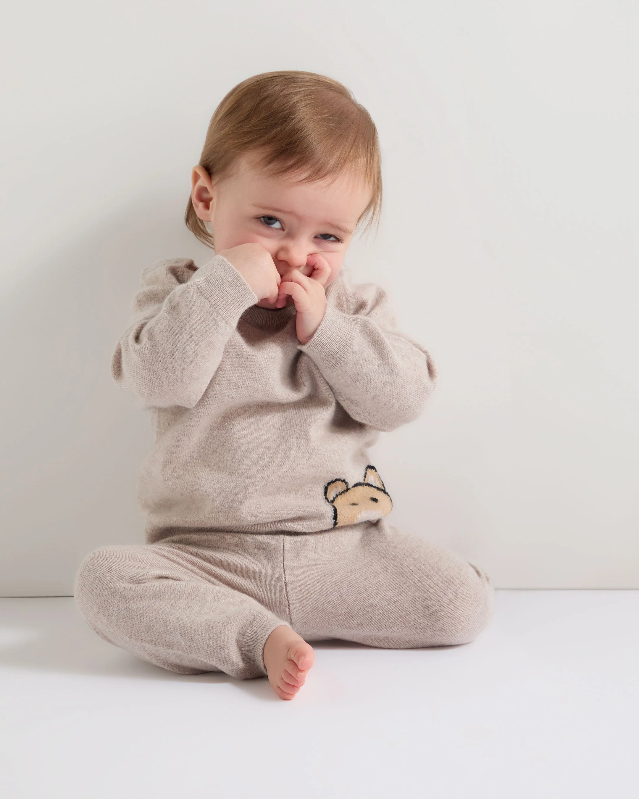 Bear Pocket Cashmere Leggings Light Oatmeal Brown