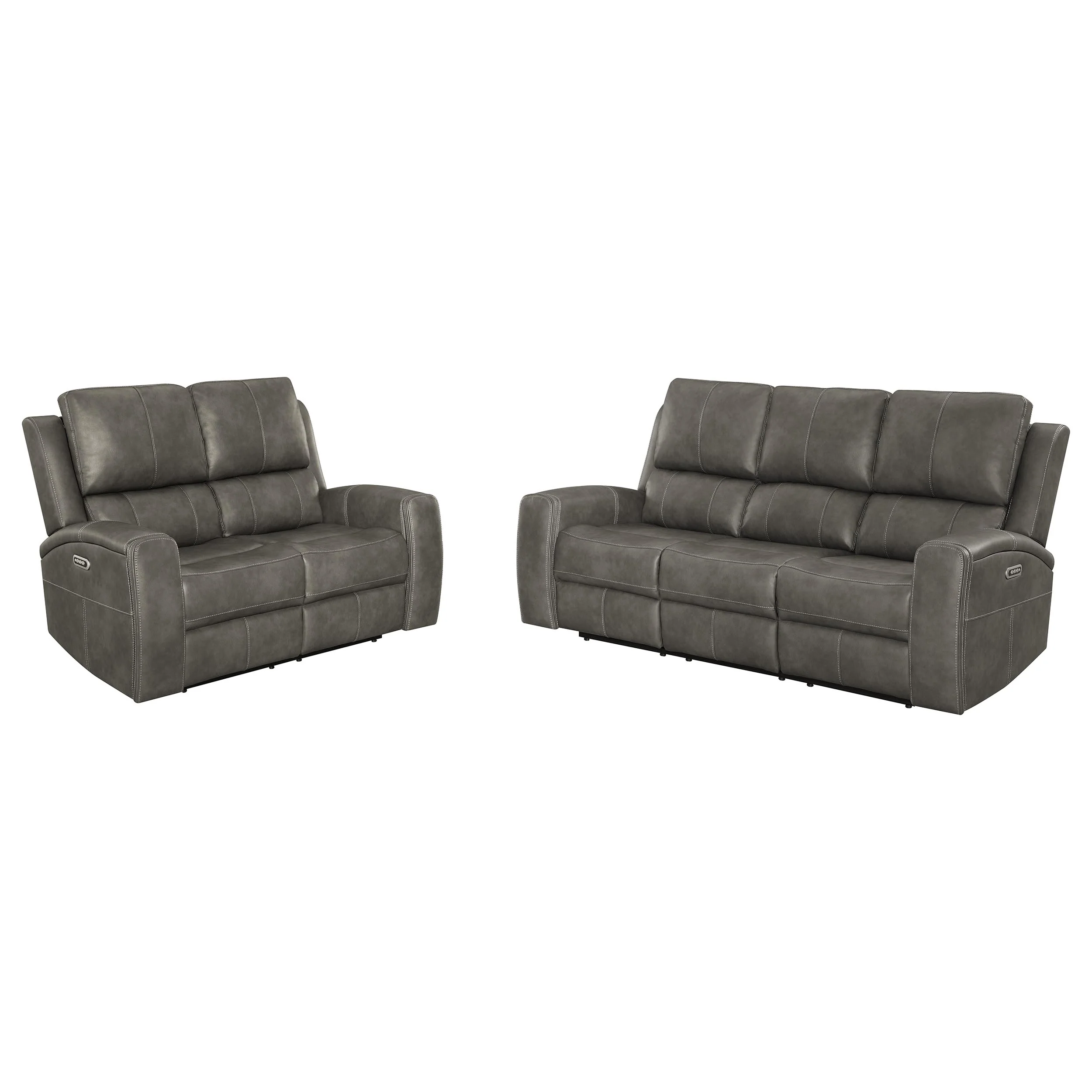 Brickston Triple Power Reclining Sofa Set Charcoal
