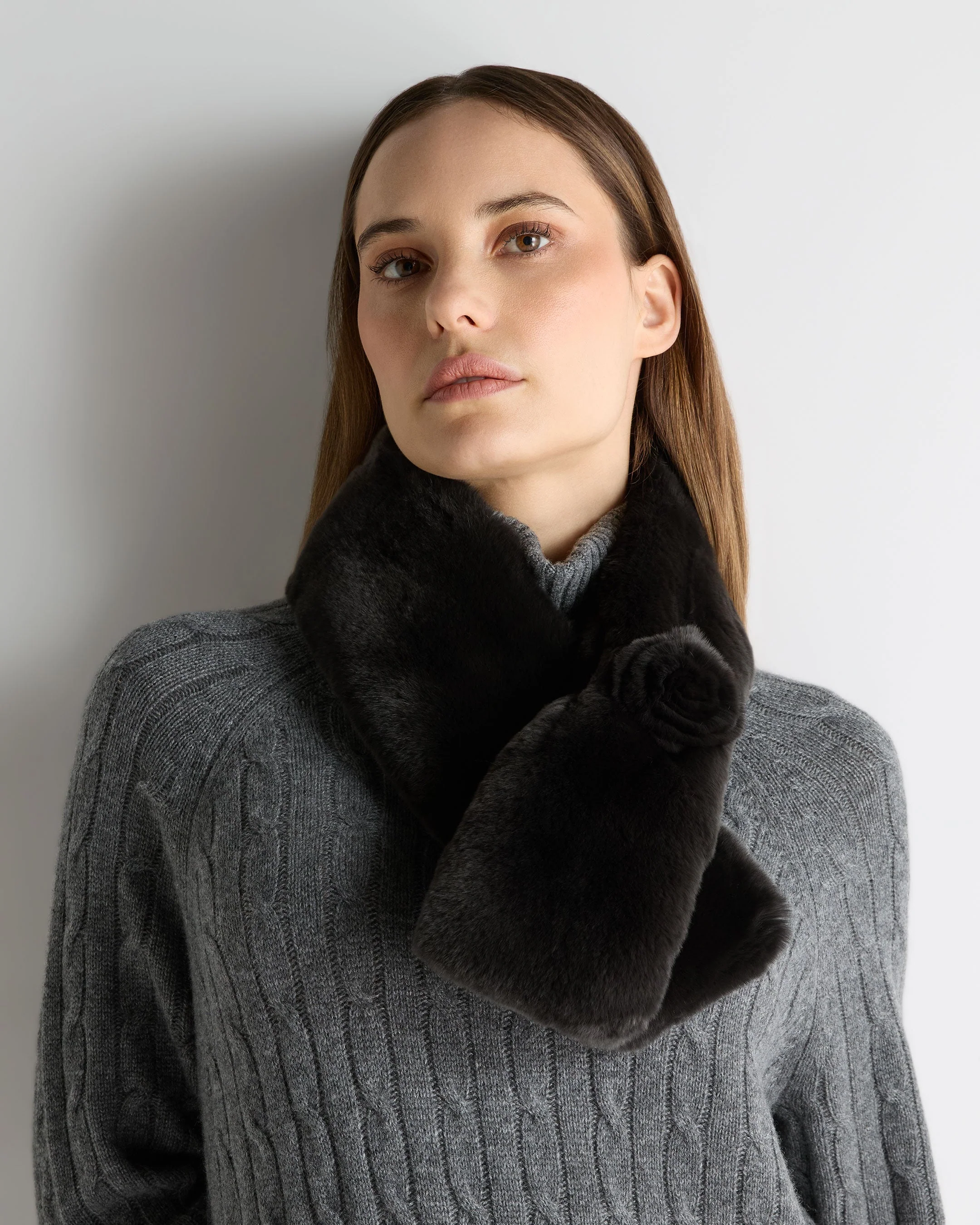Women's Fur Neck Warmer Dark Chocolate Brown