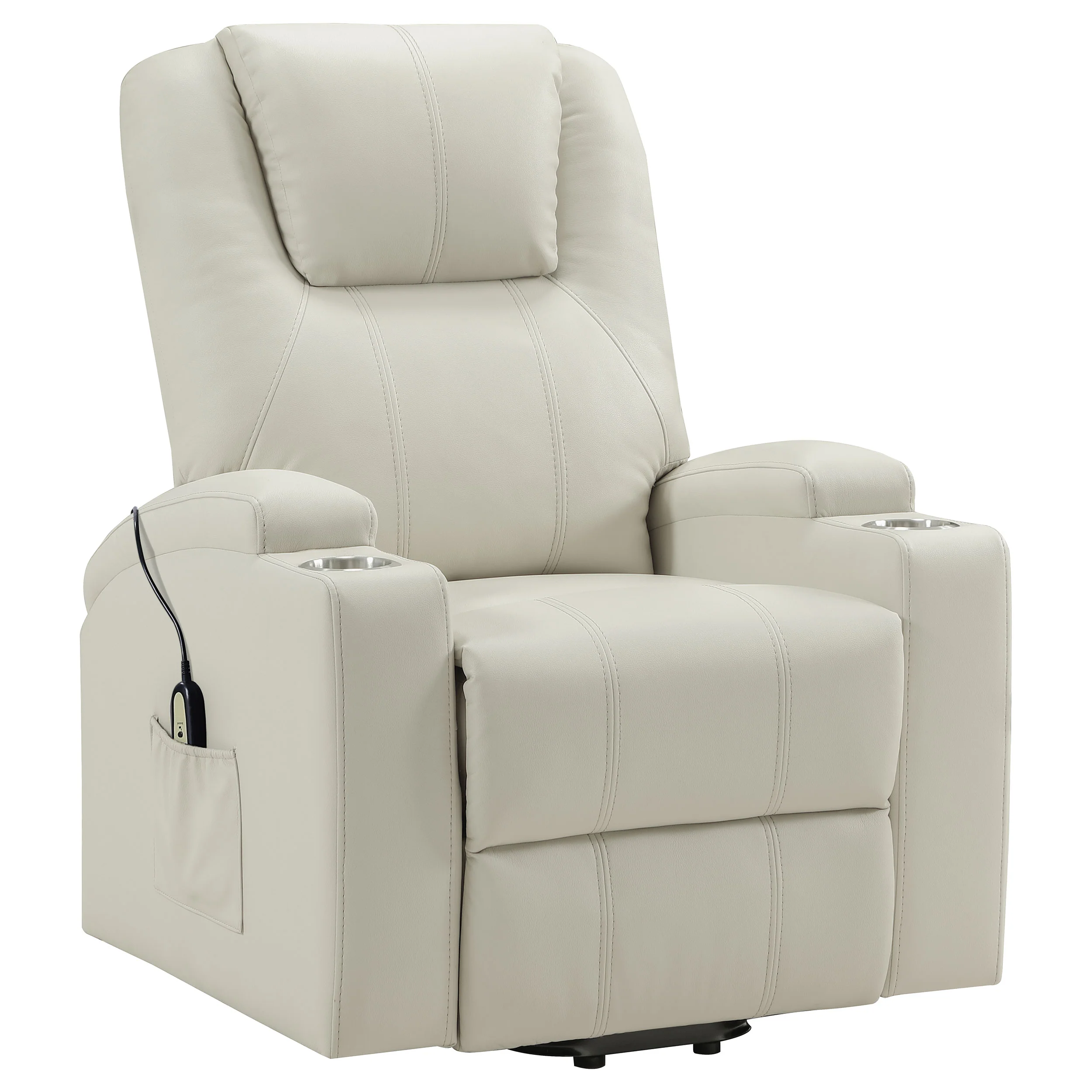 Armstrong Upholstered Power Lift Massage Recliner Ivory