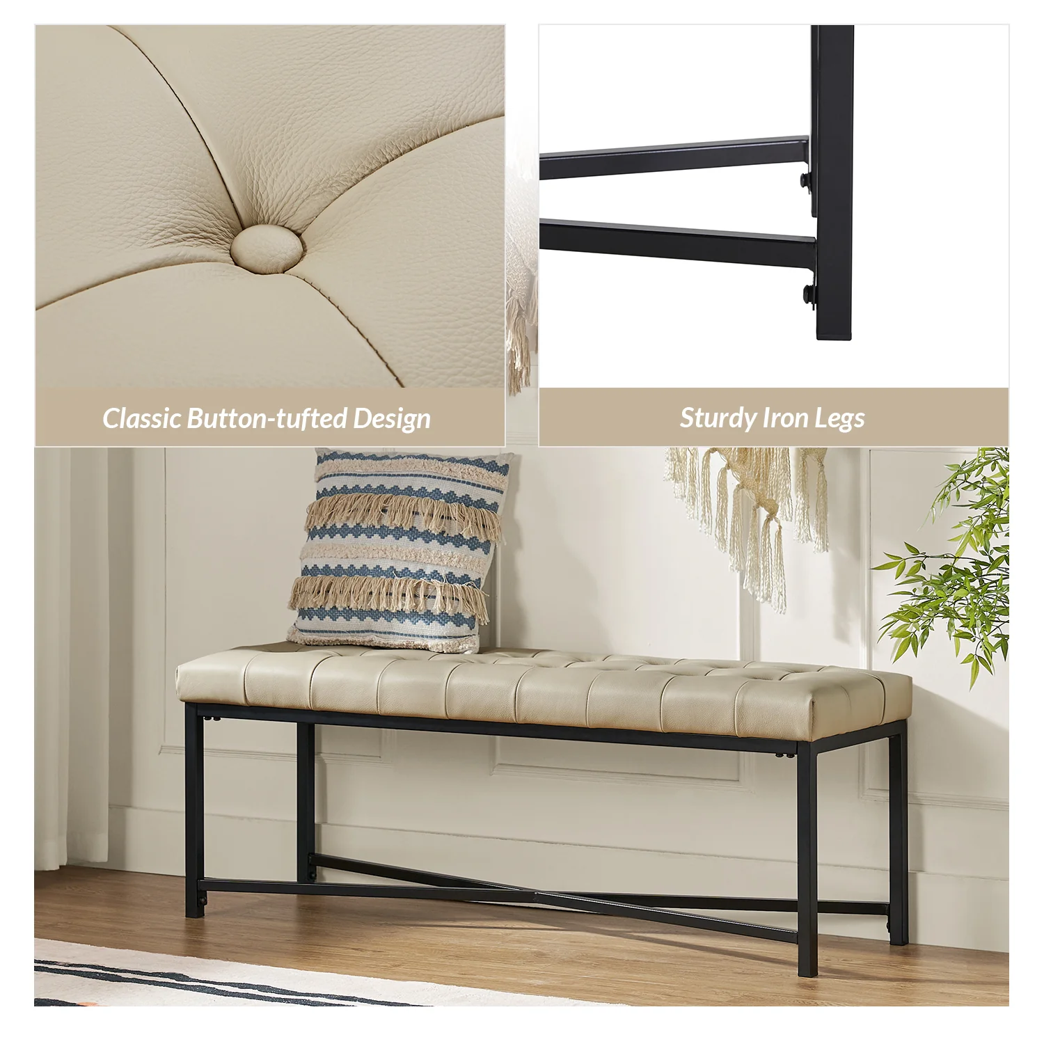 Arnold Upholstered Flip Top Storage Bench in Beige