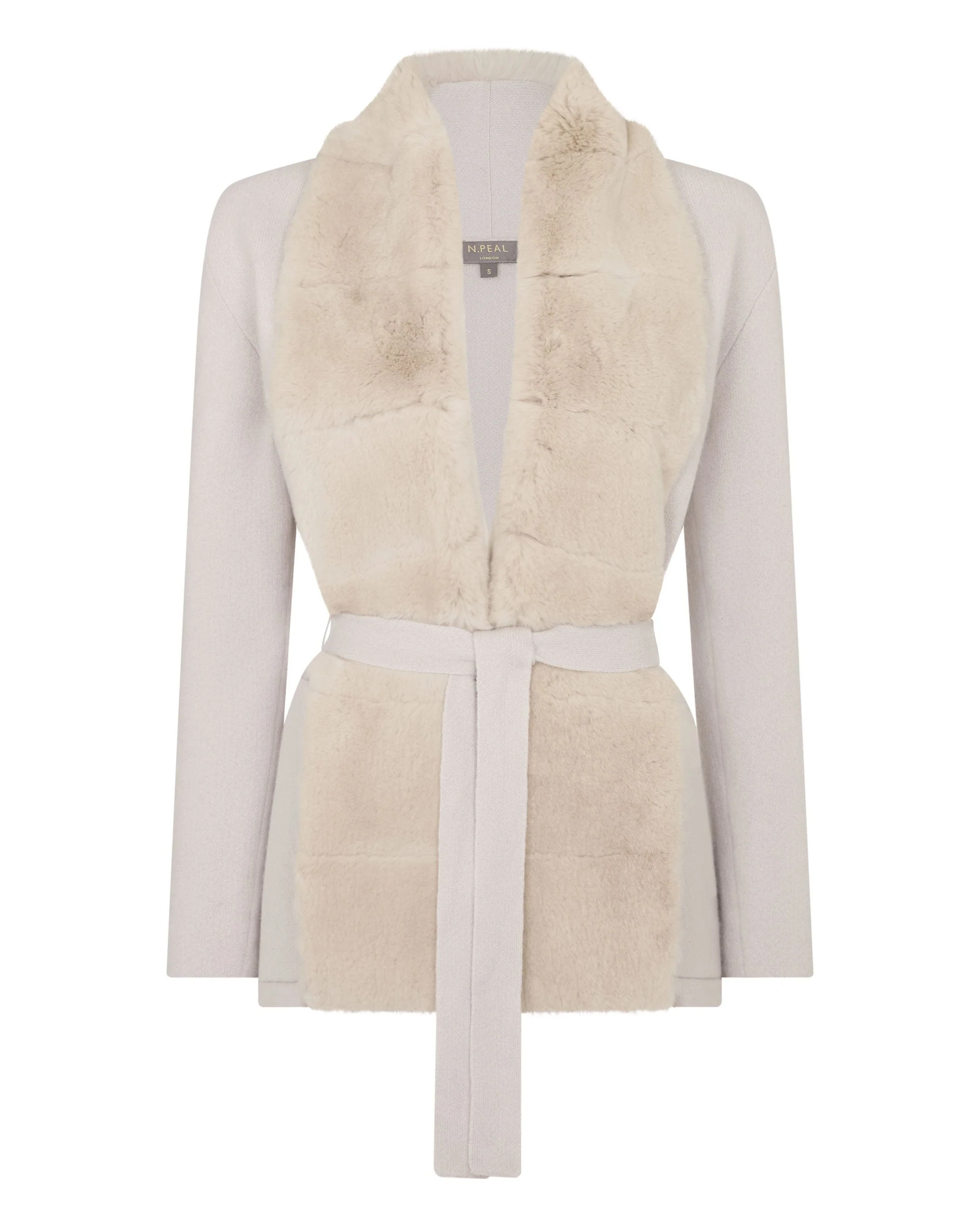 Women's Ruby Herringbone Fur Cardigan Snow Grey