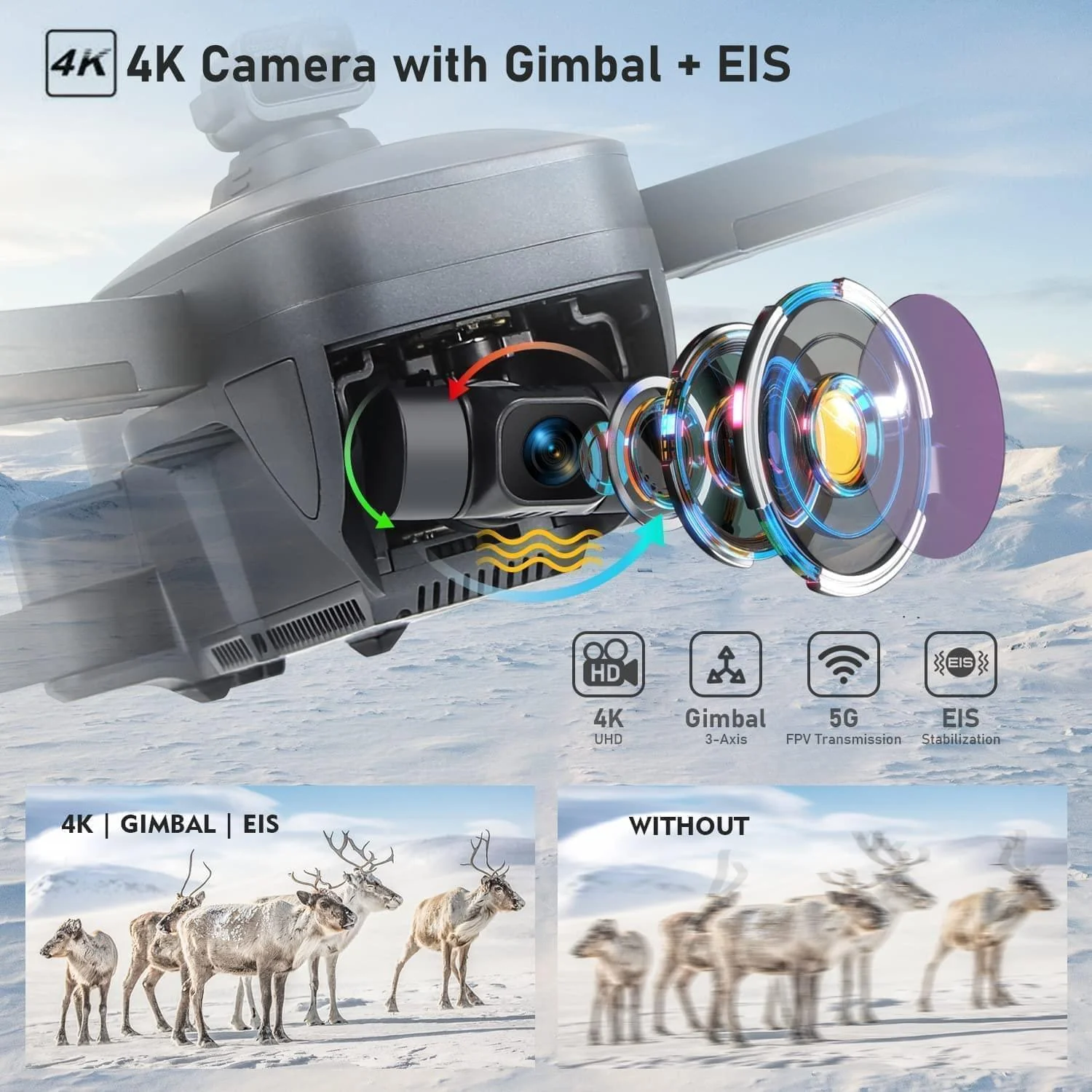 193MAX2 GPS Drone - with 4K HD Camera for Adults,9800ft HD Video Transmission,Obstacle Avoidance,3-Axis Gimbal Quadcopter with EIS Anti-shake ,Brushless Motor Level 7 Wind Resistance,Auto Return Home Professional Camera Drone