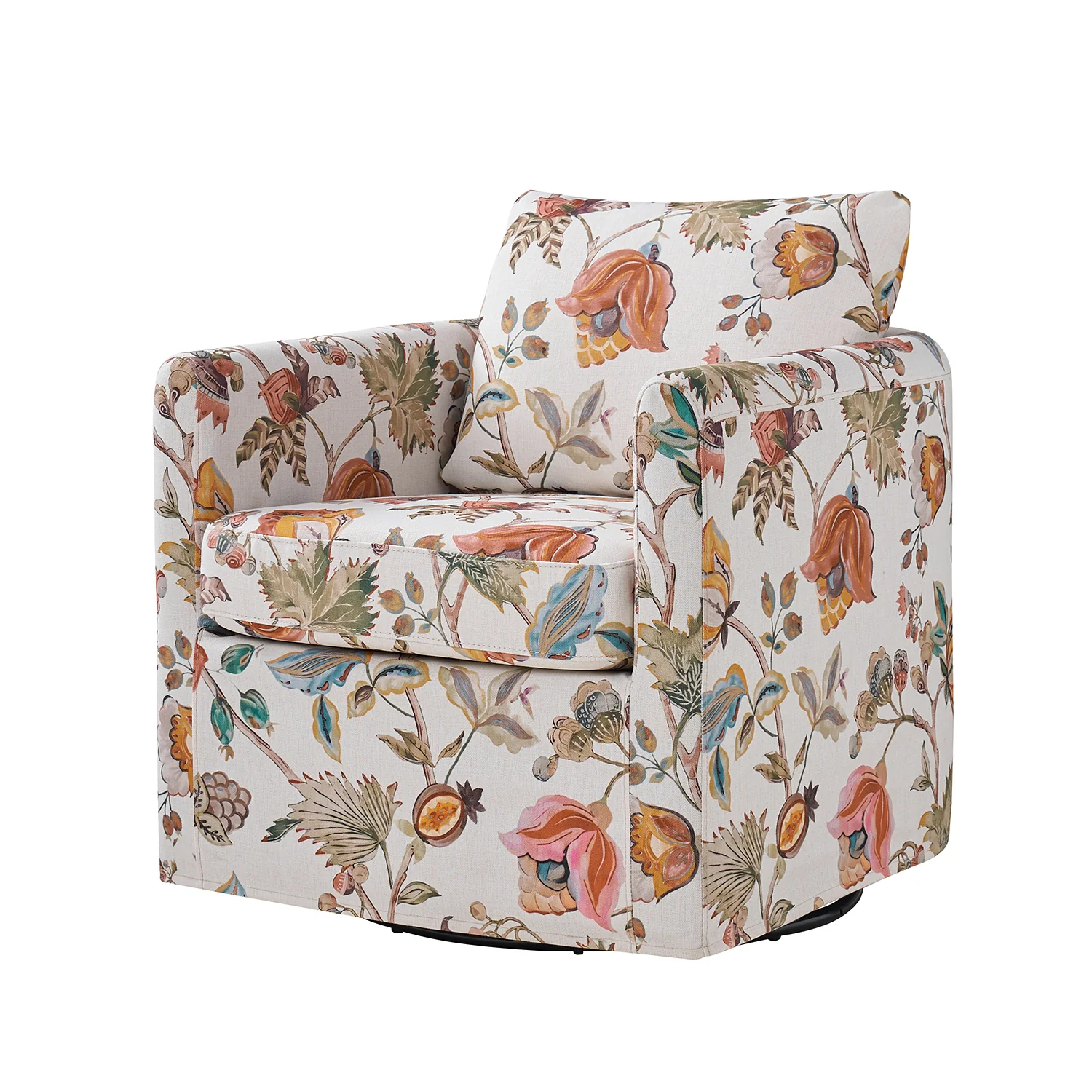 Armando Slipcovered Swivel Chair in Floral