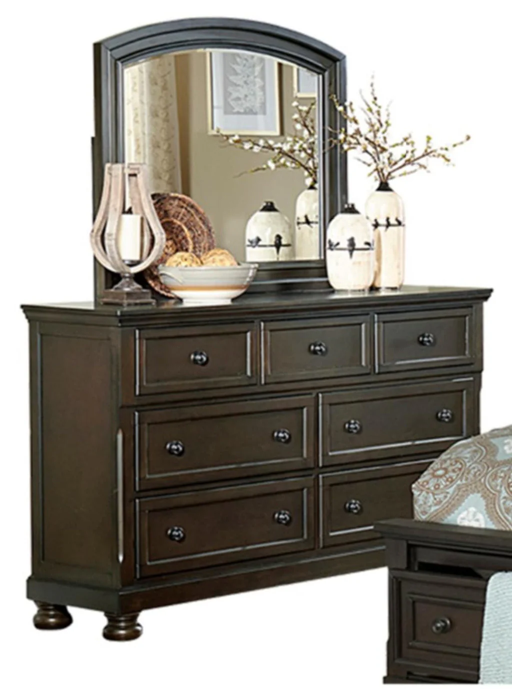 Begonia Grayish Brown Dresser with Hidden Drawer