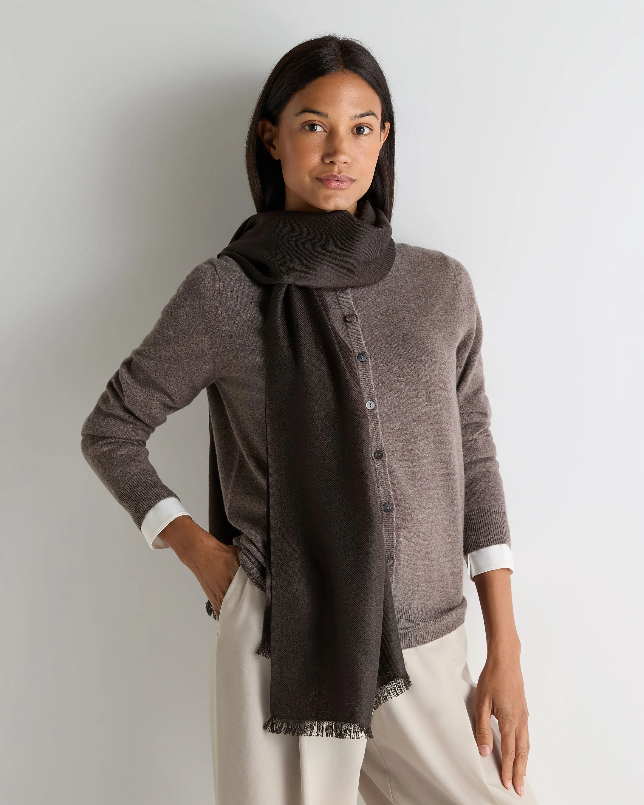 Women's Pashmina Cashmere Stole Chocolate Brown