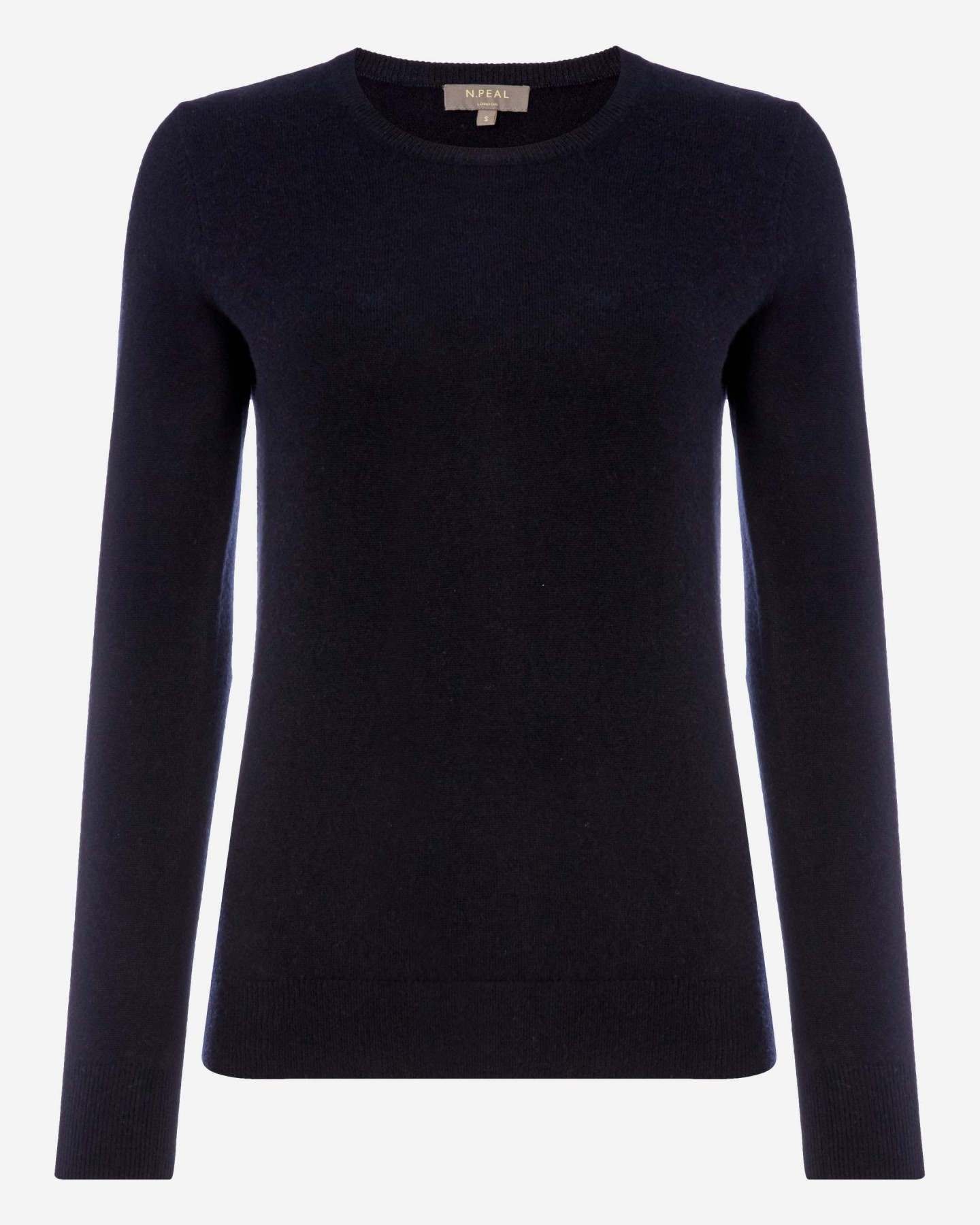 Women's Evie Classic Round Neck Cashmere Sweater Navy Blue