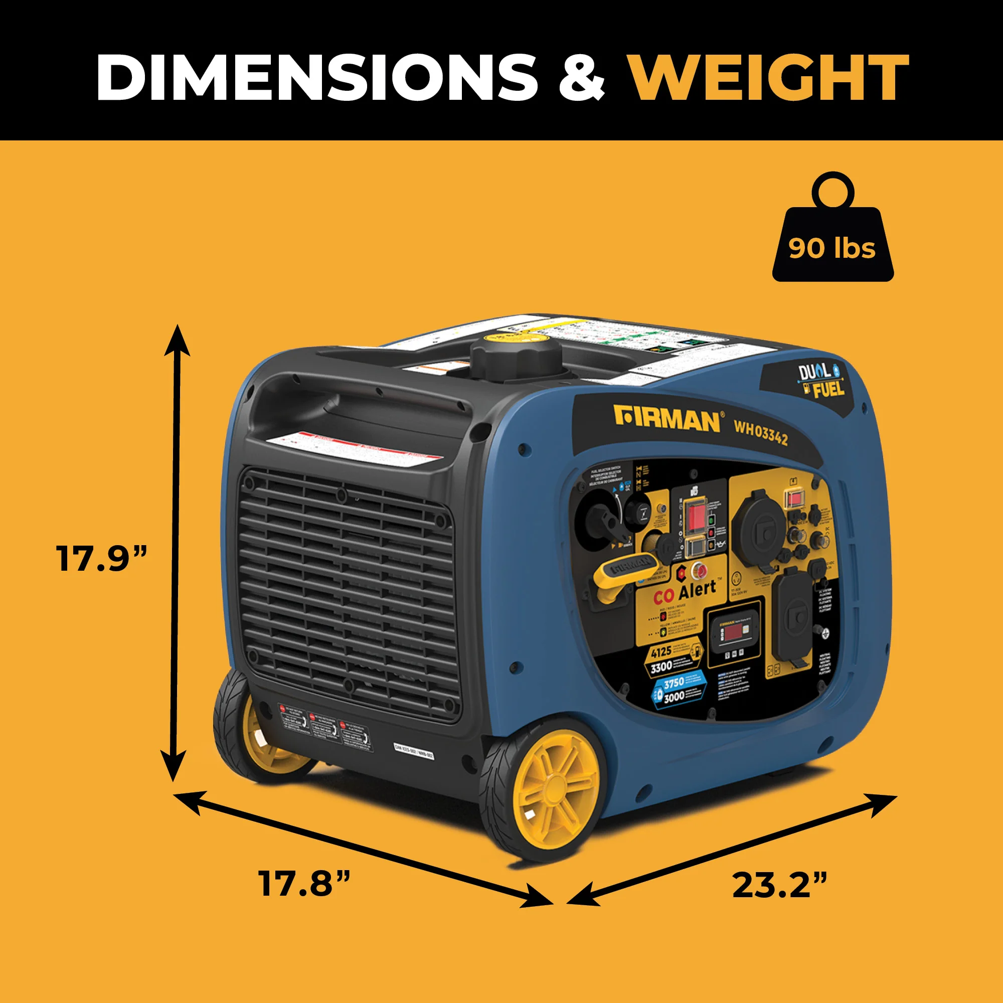 Dual Fuel Inverter Portable Generator 4125W Electric Start with CO ALERT
