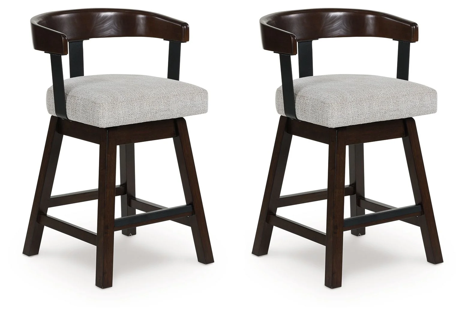 Haddigan - Upholstered Swivel Barstool (Set of 2) - Dark Brown