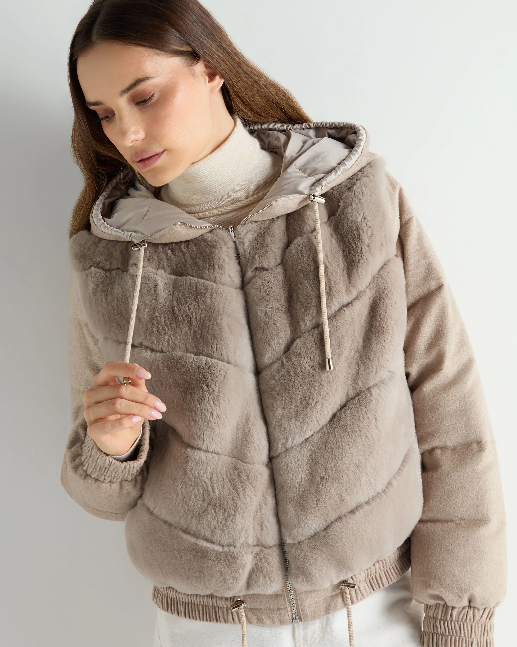 Women's Rex Front Padded Jacket Beige Brown