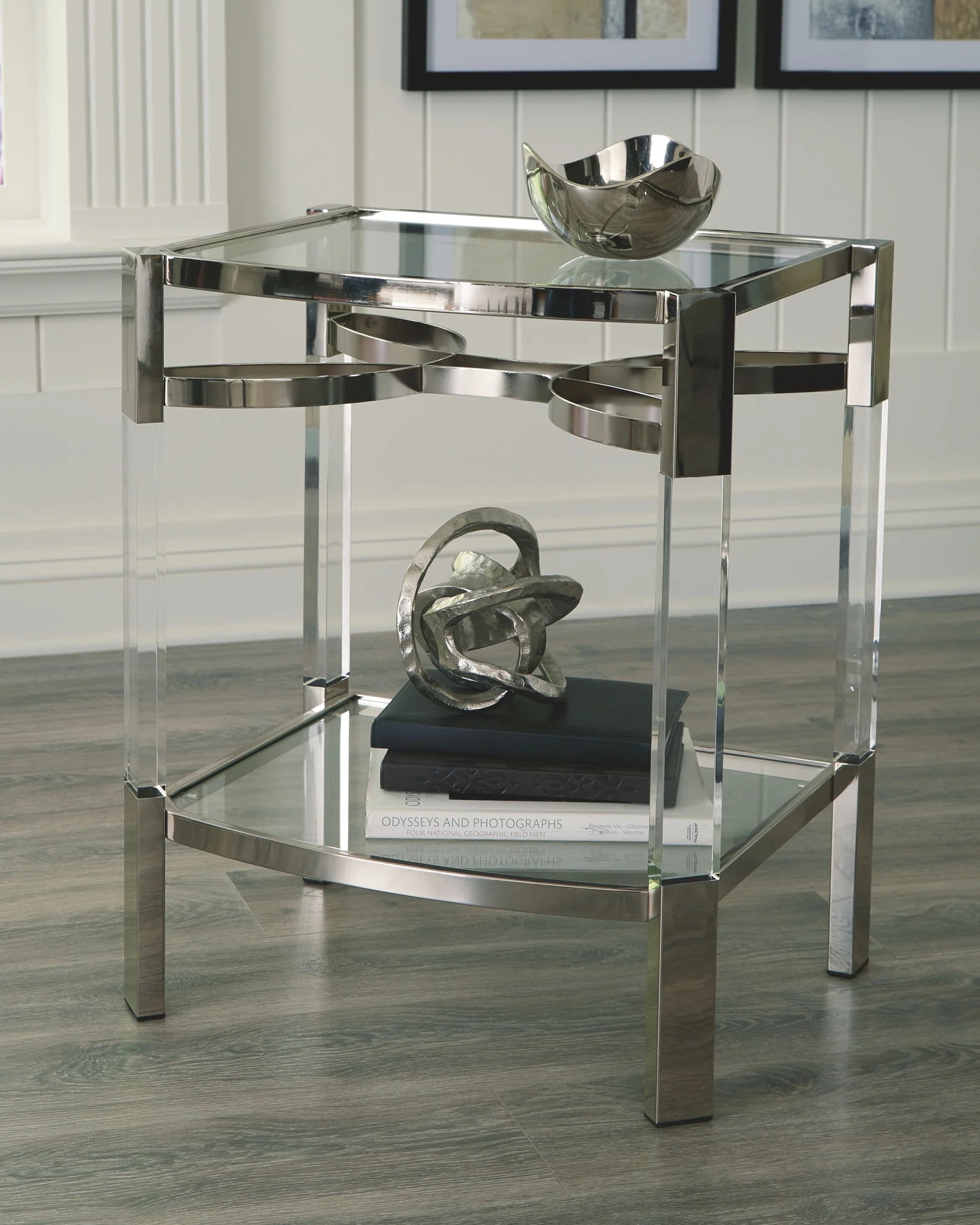 Chaseton - Accent Table - Clear / Silver Finish