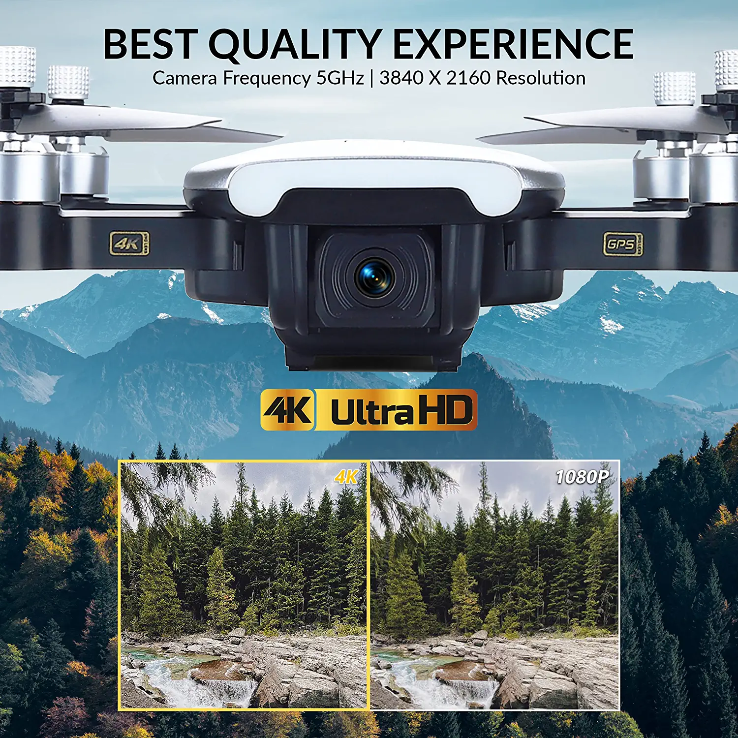 Contixo F30 Drone - for Kids & Adults WiFi 4K HD UHD Camera and GPS, FPV Quadcopter for Beginners, Foldable mini drone, Brushless Motor, Follow Me, Two Batteries and Carrying Case Included Professional Camera Drone