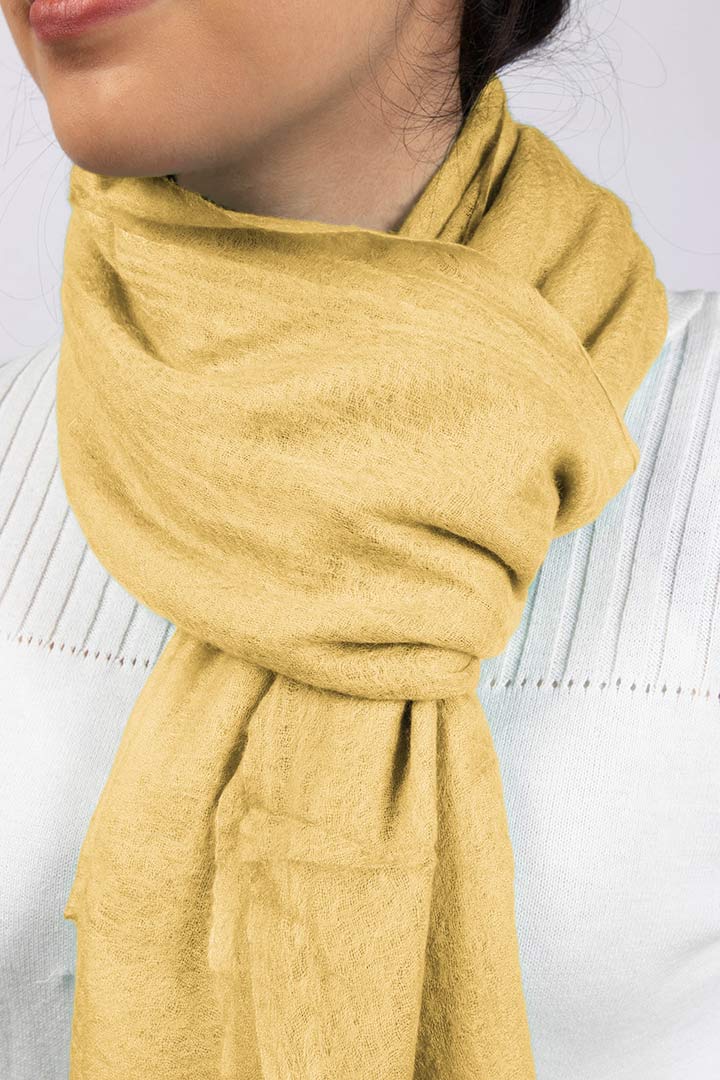 Handwoven Sunburst Yellow Cashmere Scarf Shawl Wrap