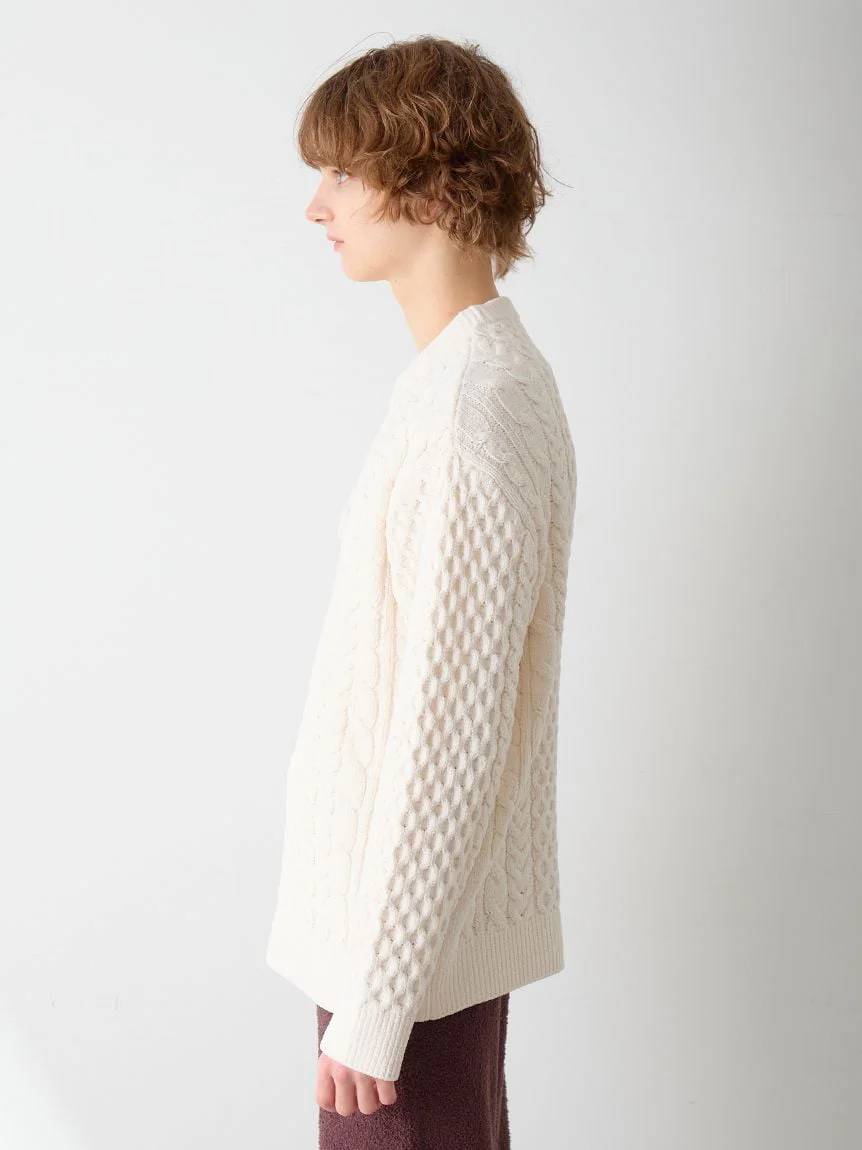 Men's Aran Rope Embroidery Logo Pullover