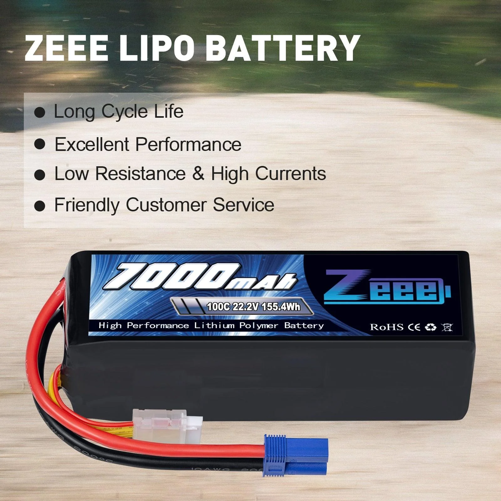 2Units Zeee Lipo Battery 4S 7000mAh 6S 14.8V 22.2V 100C Softcase with EC5 Plug for RC Car Truck Tank  Racer Hobby RC Battery