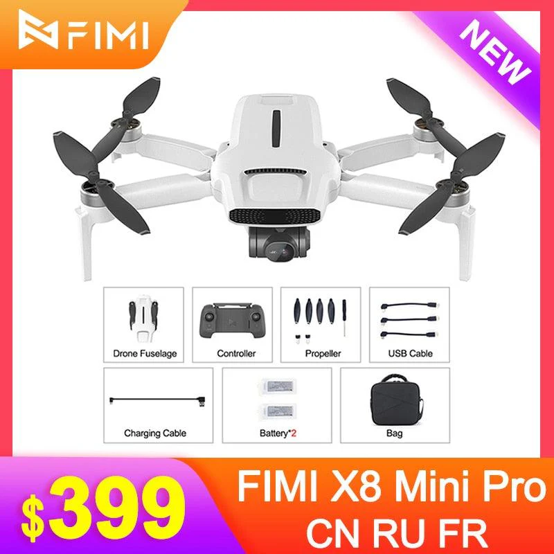FIMI x8 Mini Pro Camera Drone - 250g-class 8Km Wifi 5G GPS 4K HD 3-Axis Gimbal Camera Drone Remote Control RC Quadcopter 30Mins