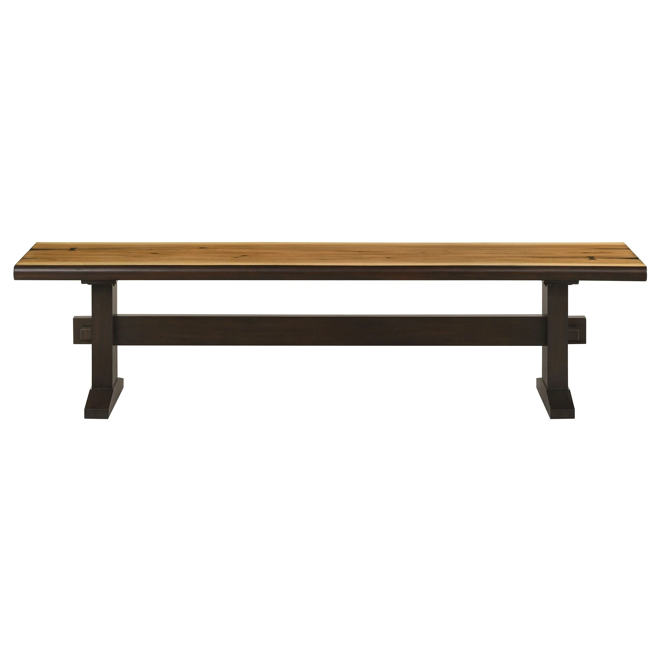 Bexley Wood Dining Bench Natural Honey and Smokey Black