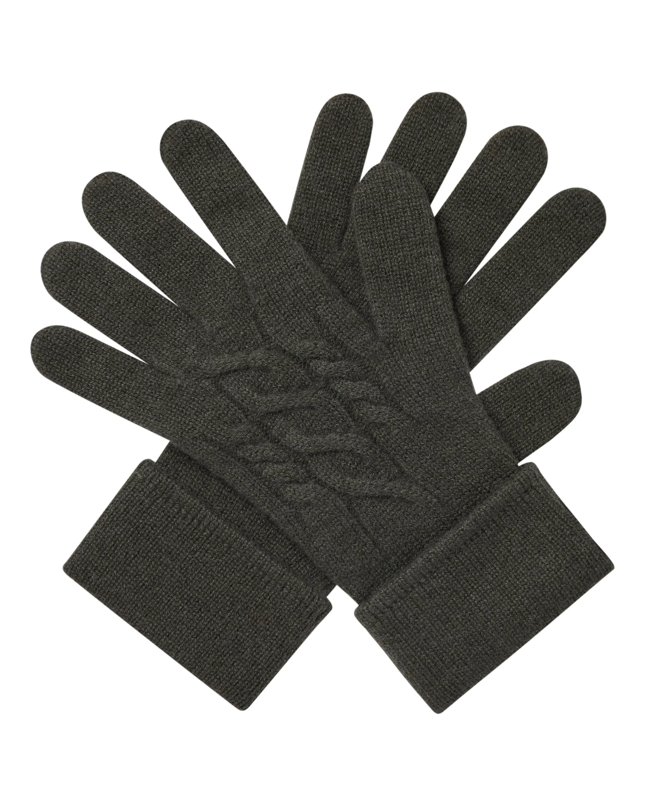 Women's Cable Cashmere Gloves Arabica Khaki Green