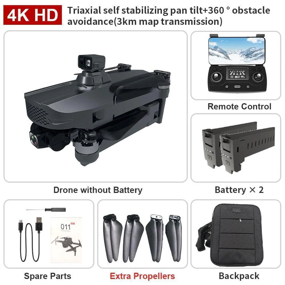 2024 New 11 Pro/Max Drone - 4K HD Professional Dual HD Camera Three-Axis EIS Gimbal Brushless Motor Foldable Quadcopter RC 3000km Professional Camera Drone