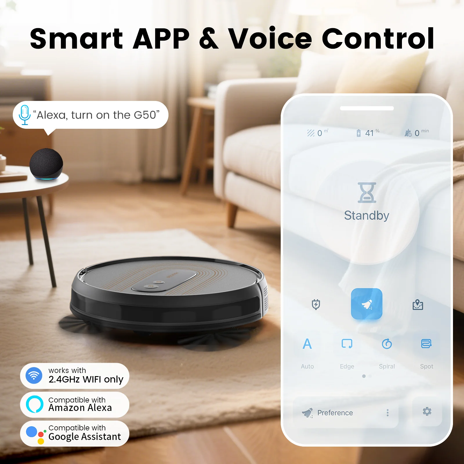 AIRROBO®G50 Robot Vacuum with Home Mapping,2800 Strong power,Wi-fi Connect