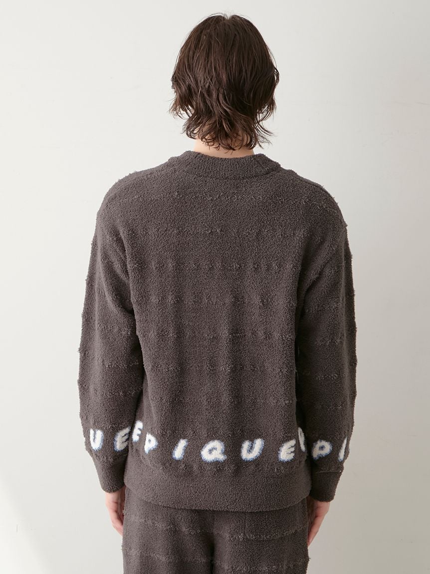 Night & Sweets MENS Baby Moco Pique Logo Jacquard Cardigan