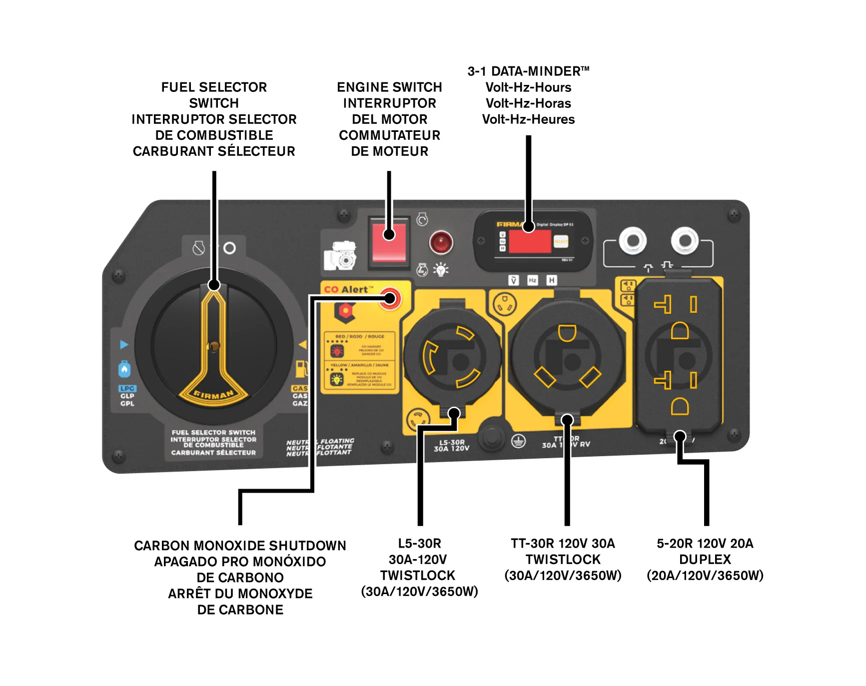 Dual Fuel 4550W Portable Generator Electric Start with CO Alert