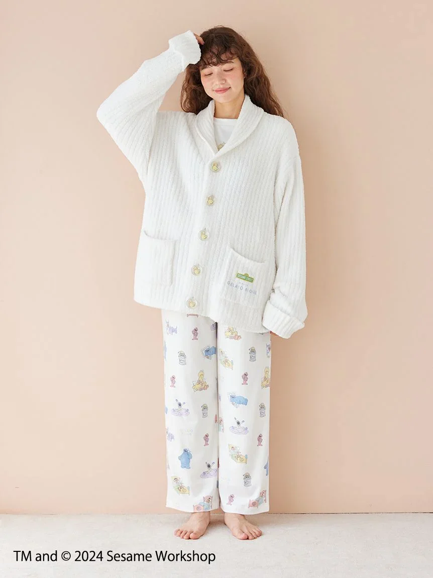 【SESAME STREET】【UNISEX】 Powder Motif Jacquard Shawl Cardigan