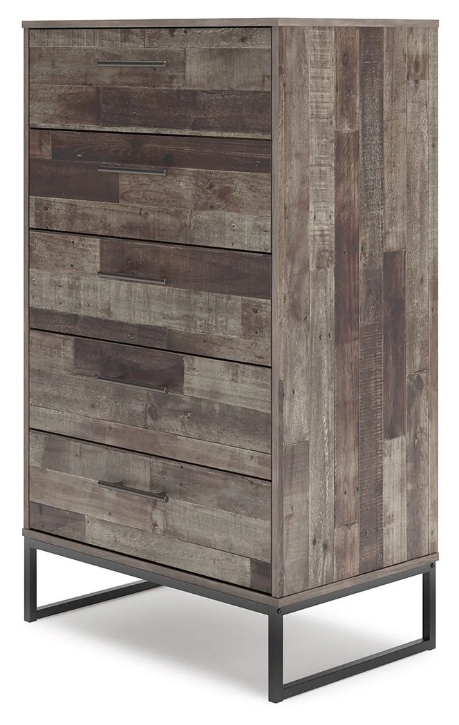 Neilsville - Five Drawer Chest - Black / Gray