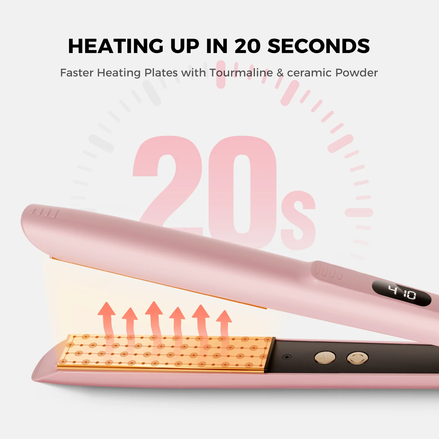 Goolioo Hair Straightener, 1 inch Flat Iron Hair Straightening, Fast Heating, Dual Voltage, Pink