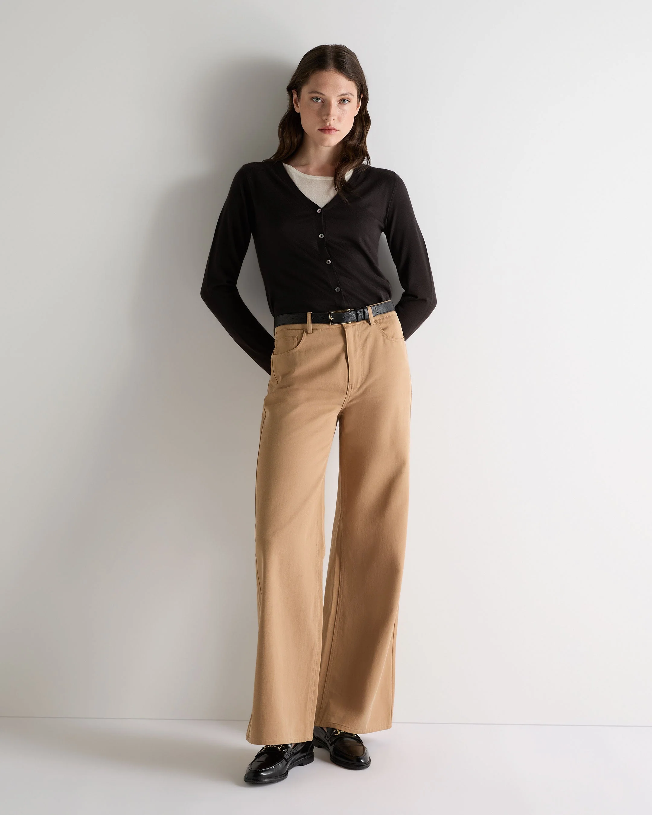 Women's Mia Superfine Cashmere V Neck Cardigan Chocolate Brown