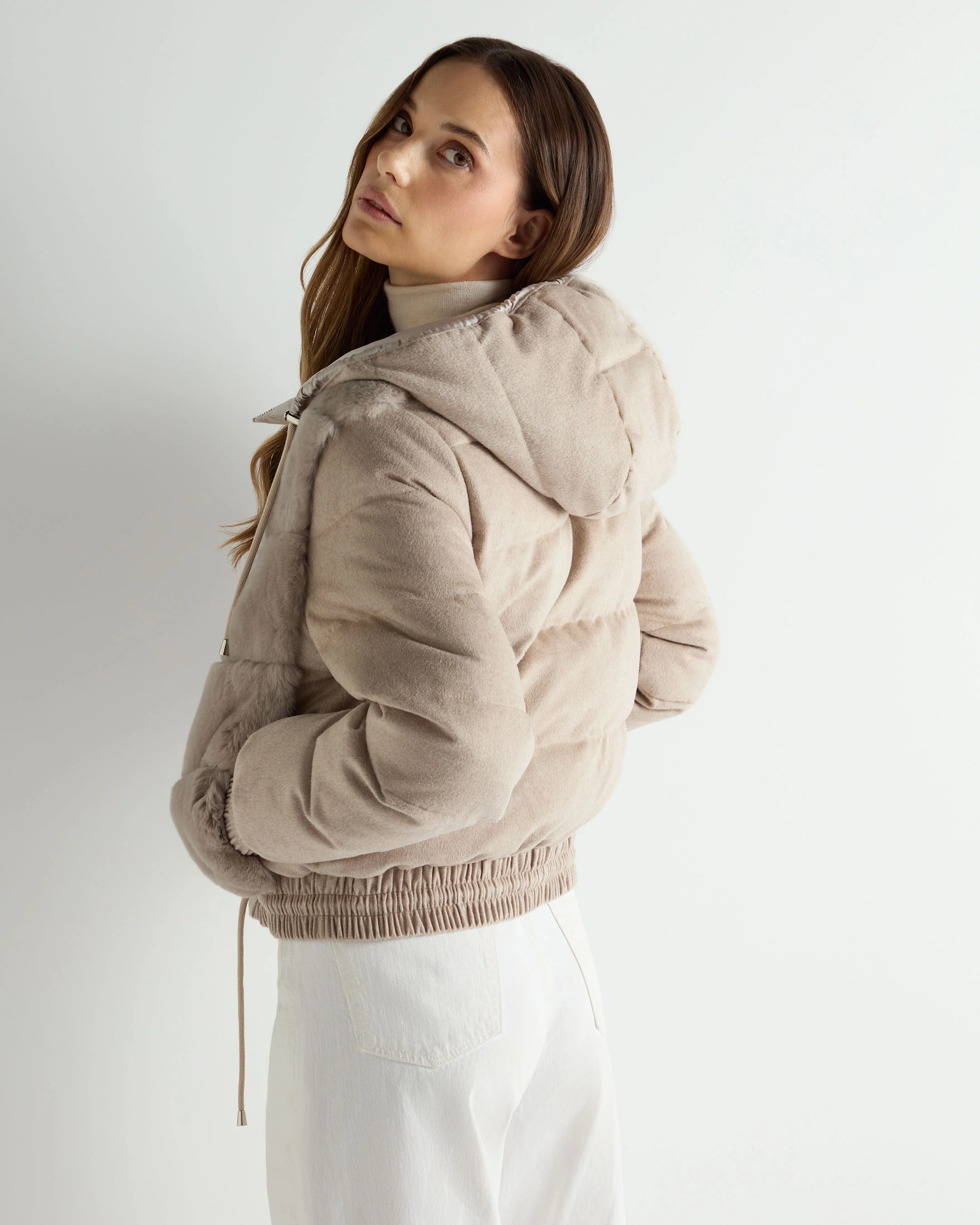 Women's Rex Front Padded Jacket Beige Brown