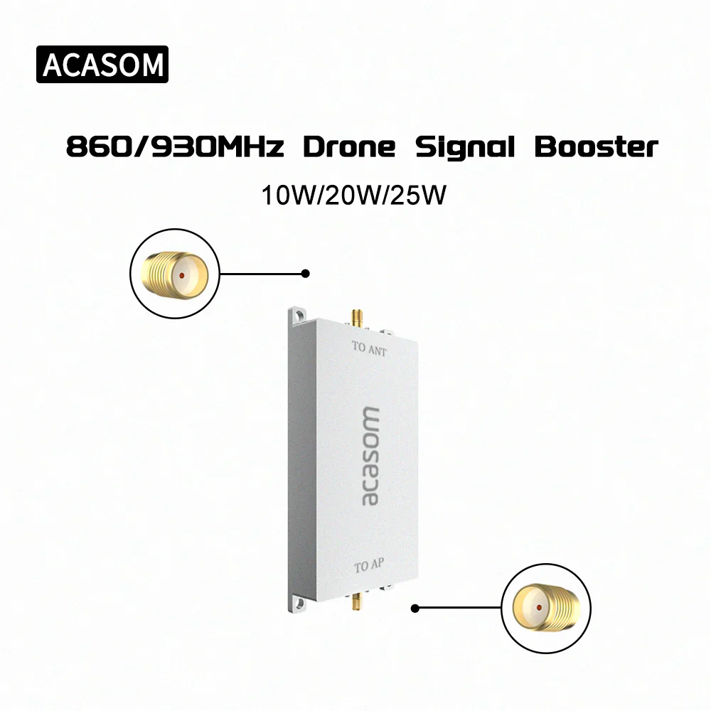 ACASOM 860-930MHz Drone Signal Booster - 10W 20W 30W Signal Amplifier Image Transmission Range Extender