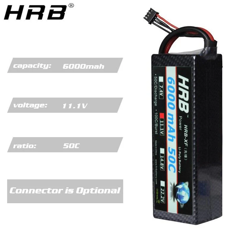 2PCS HRB 7.4V 2S 3S 4S Lipo Battery - 6000mah 7000mah 60C Hard Case T Plug XT60 Compatible with 1/8 1/10 Scale RC Car Drone FPV Helicopters Toys