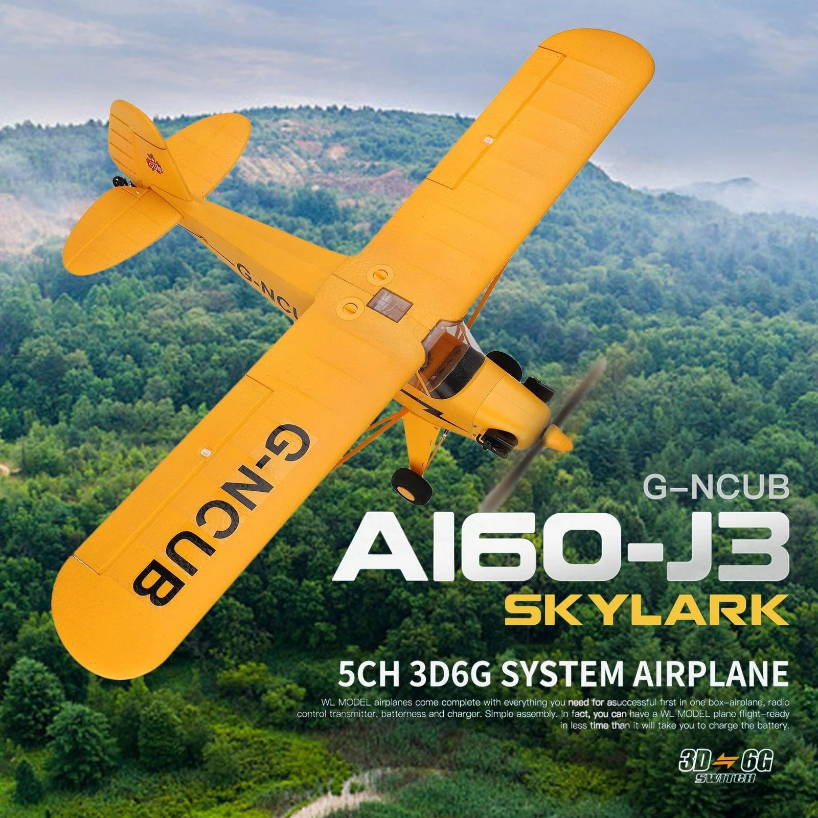 A160 RC Airplane - Outdoor Foam Fiexd Airplane 3D/6G 1406 Brushless Motor 2.4GHz 4CH Remote Control Airplane