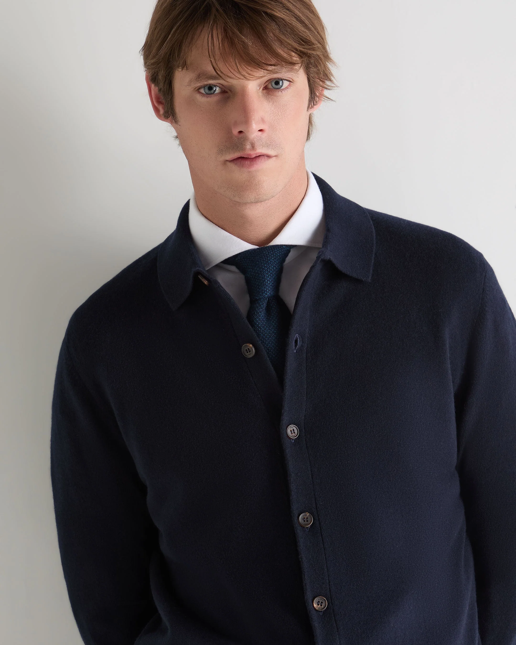 Men's Putney Cashmere Polo Shirt Navy Blue