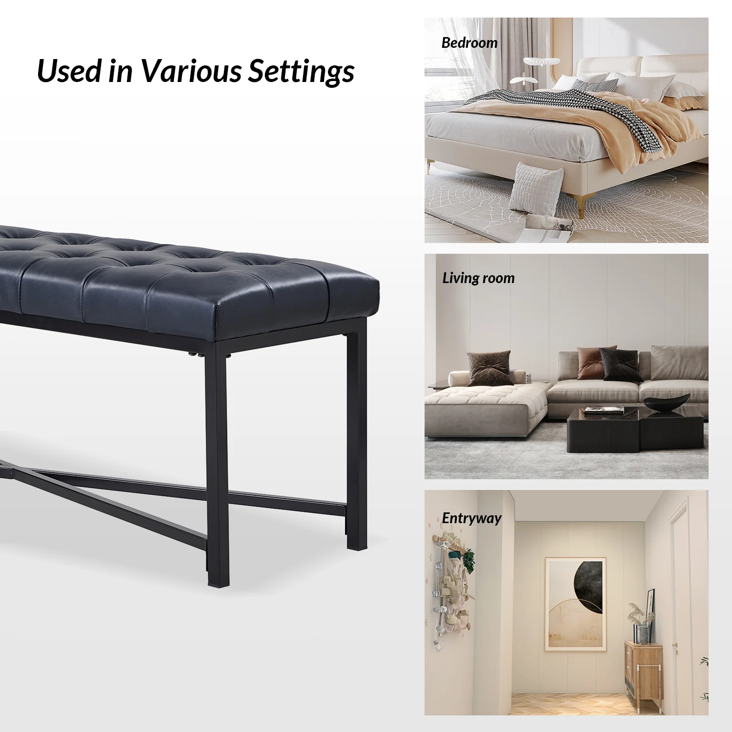 Arnold Upholstered Flip Top Storage Bench in Navy