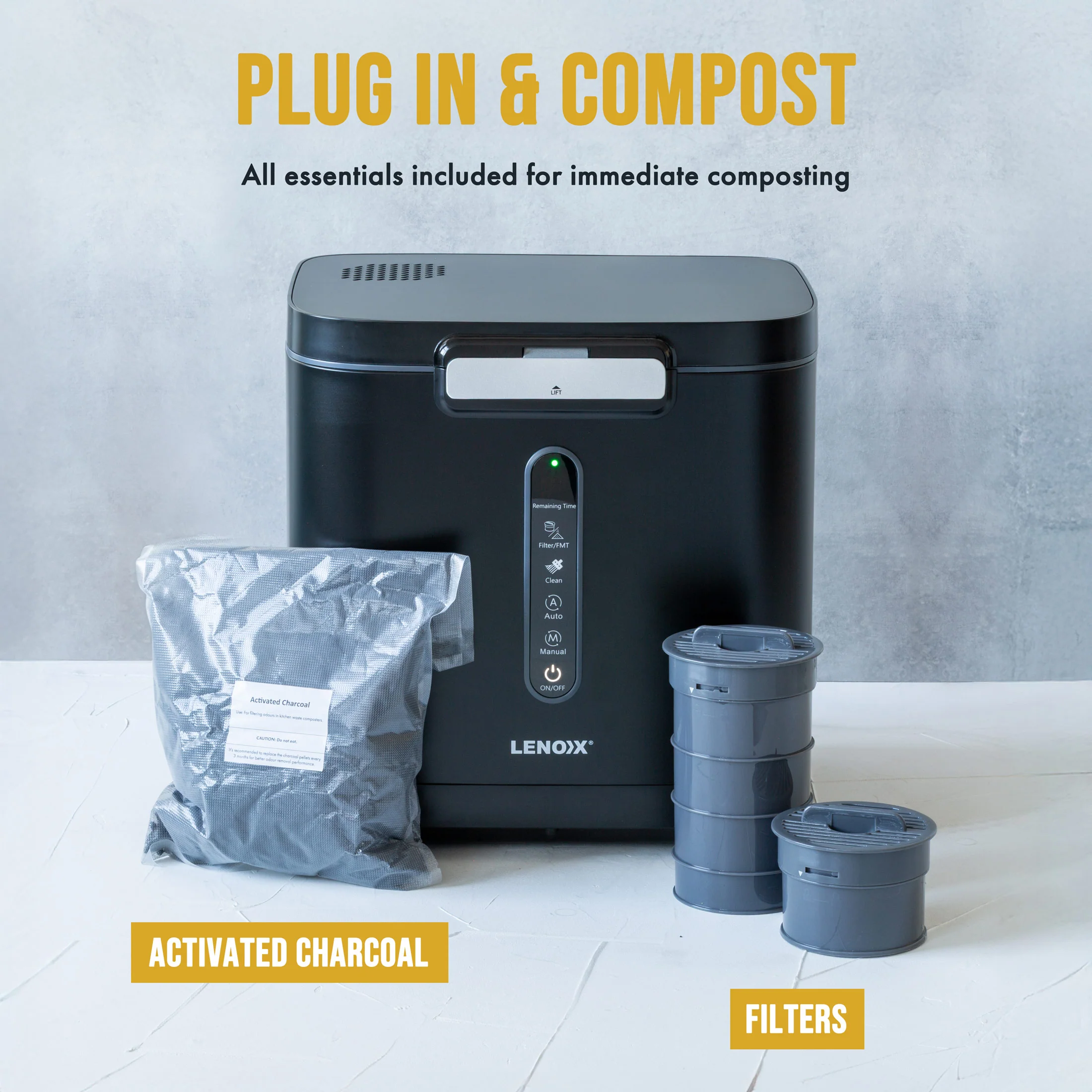 3.8L Electric Food Waste Composter w/ Odour Control & Touch Panel