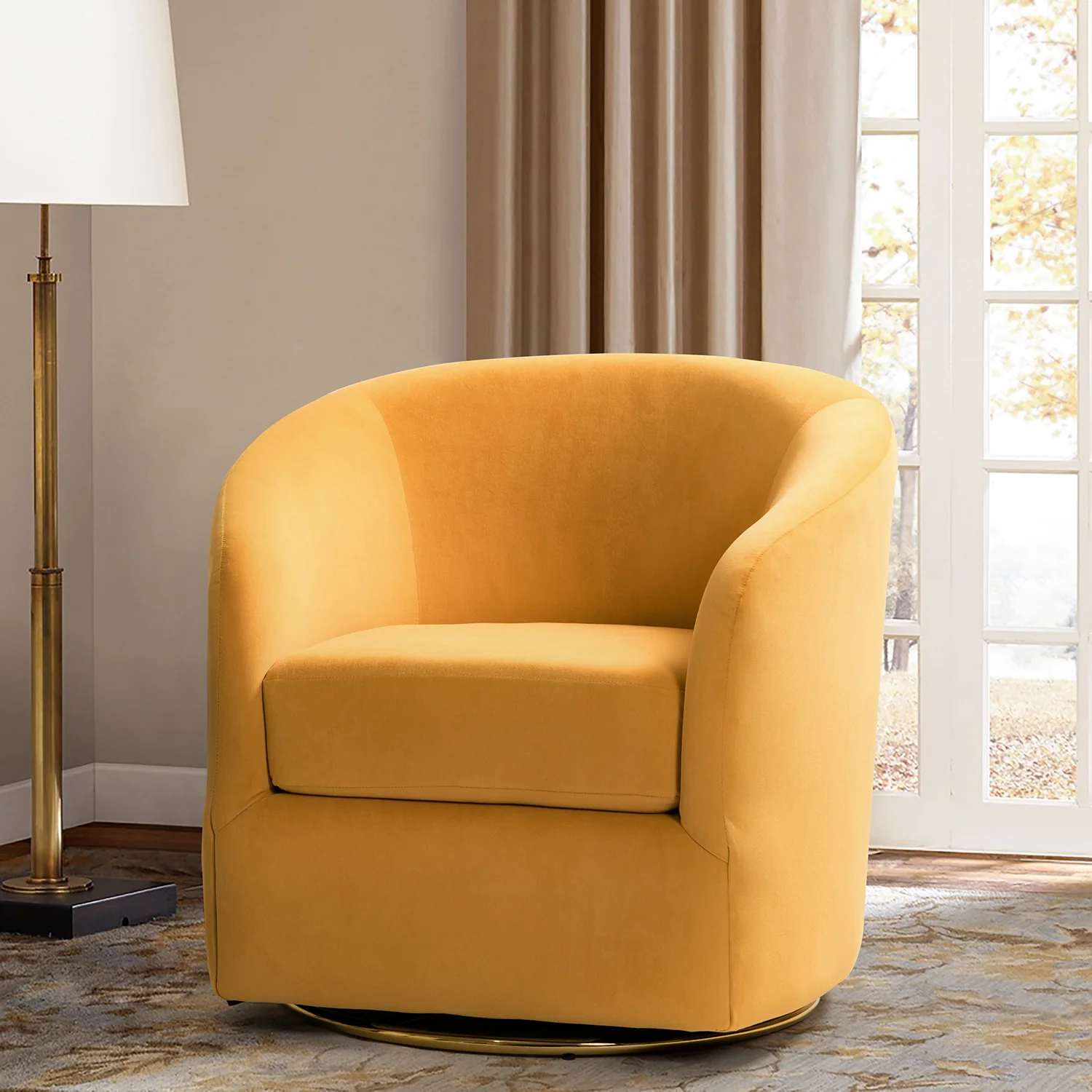 Amarante Swivel Chair in Mustard