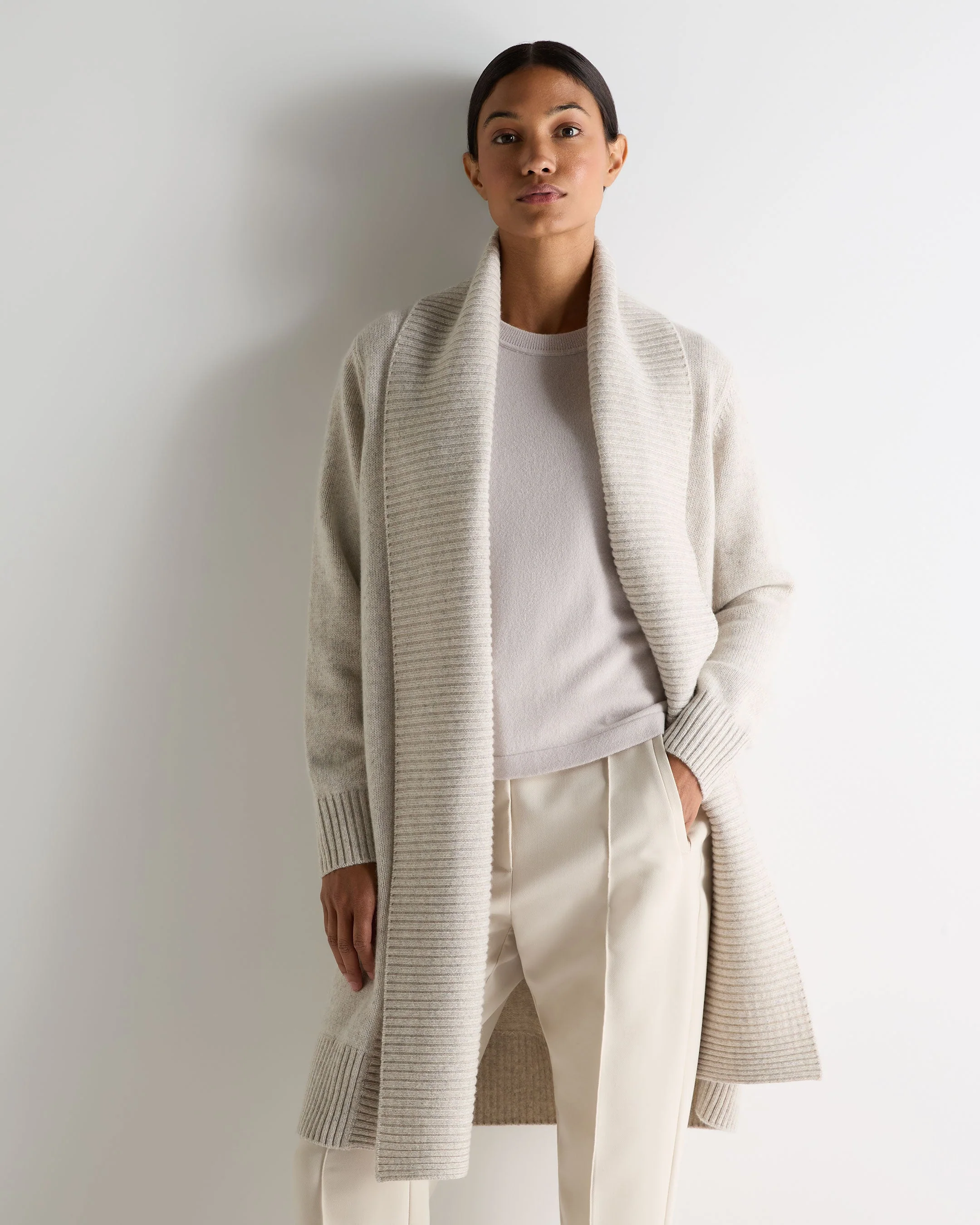 Women's Abbey Cashmere Cardigan Ash Grey Marl