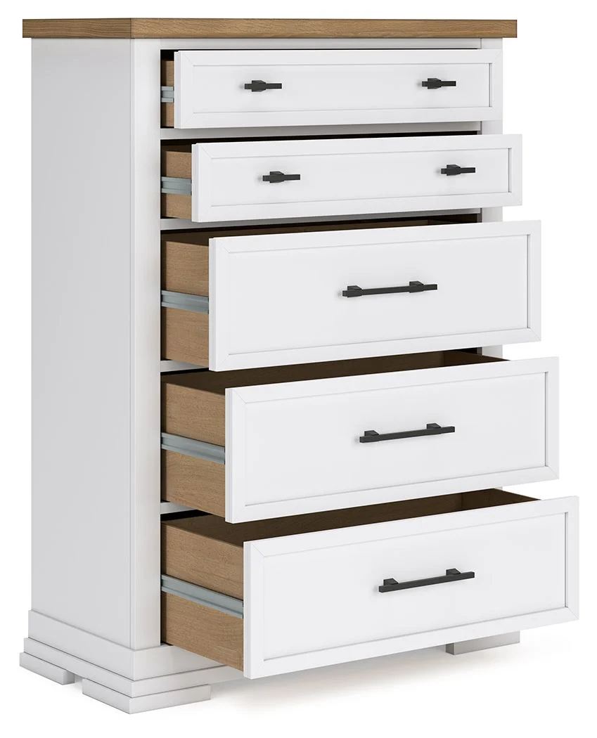 Ashbryn - Five Drawer Chest - White / Natural