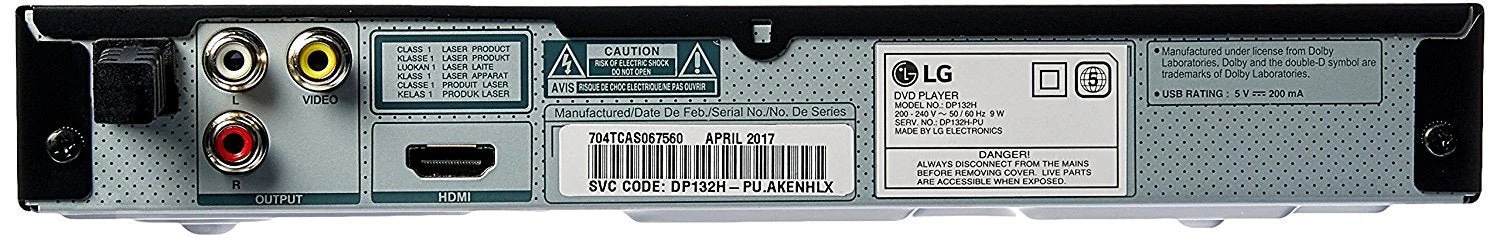 LG DP132H Region Free DVD Player w/ HDMI 1080p