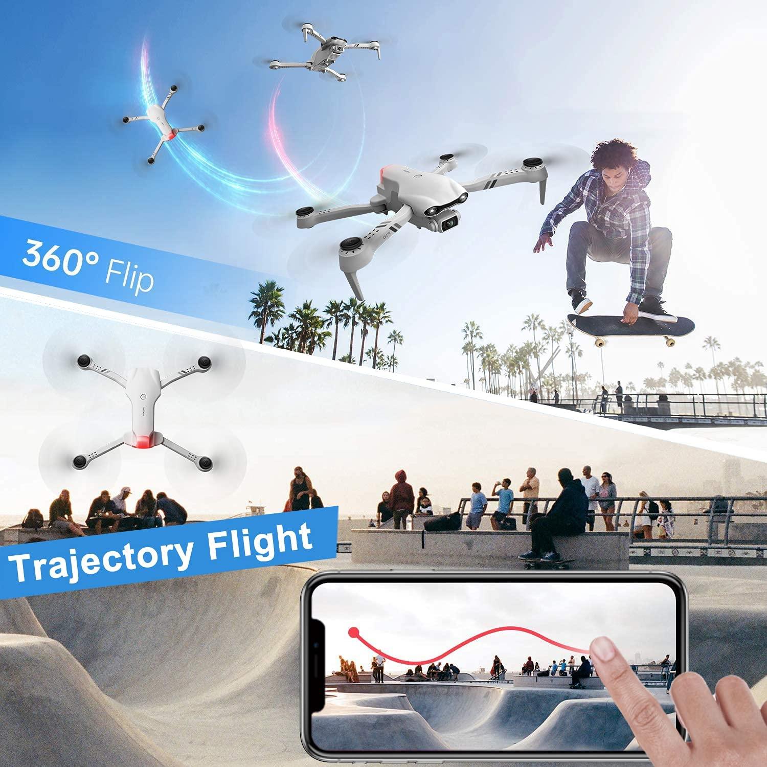 DRONEEYE 4DF10 Foldable Drone - with 1080P Camera for Adults,RC Quadcopter with WiFi FPV Live Video for Kids Beginners,Trajectory Flight, App Control,3D Flips,Altitude Hold,2 Batteries,Carrying Case
